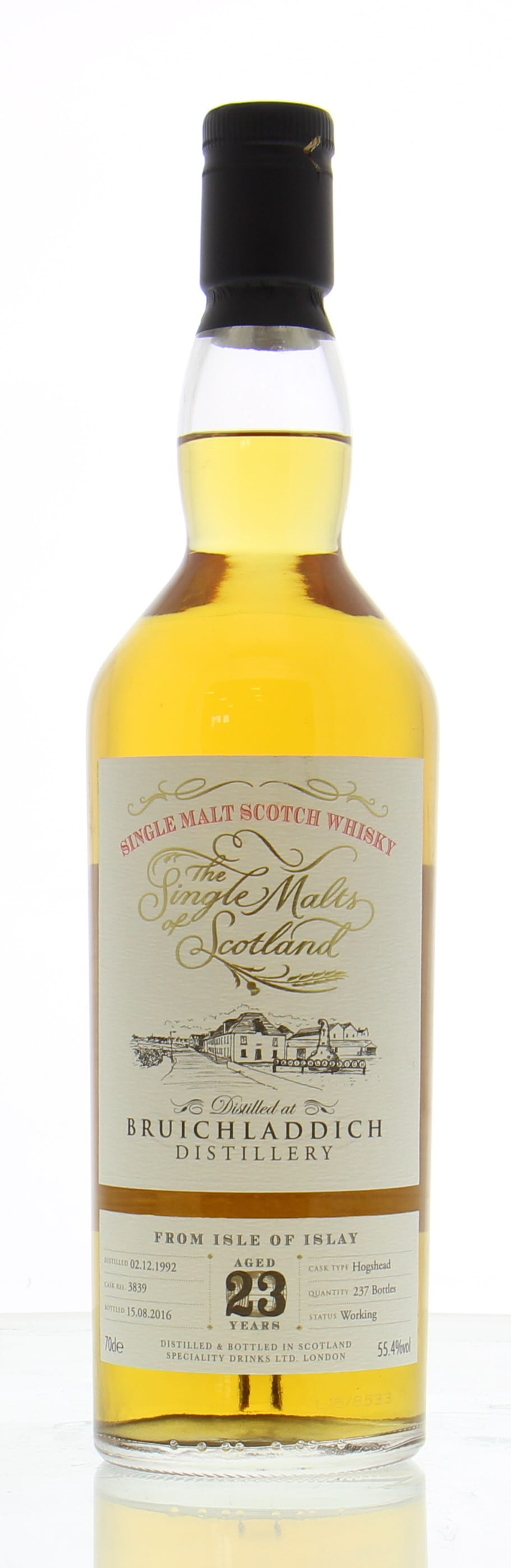 Bruichladdich - 23 Years Old The Single Malts of Scotland Cask:3839 55.4% 1992 Perfect