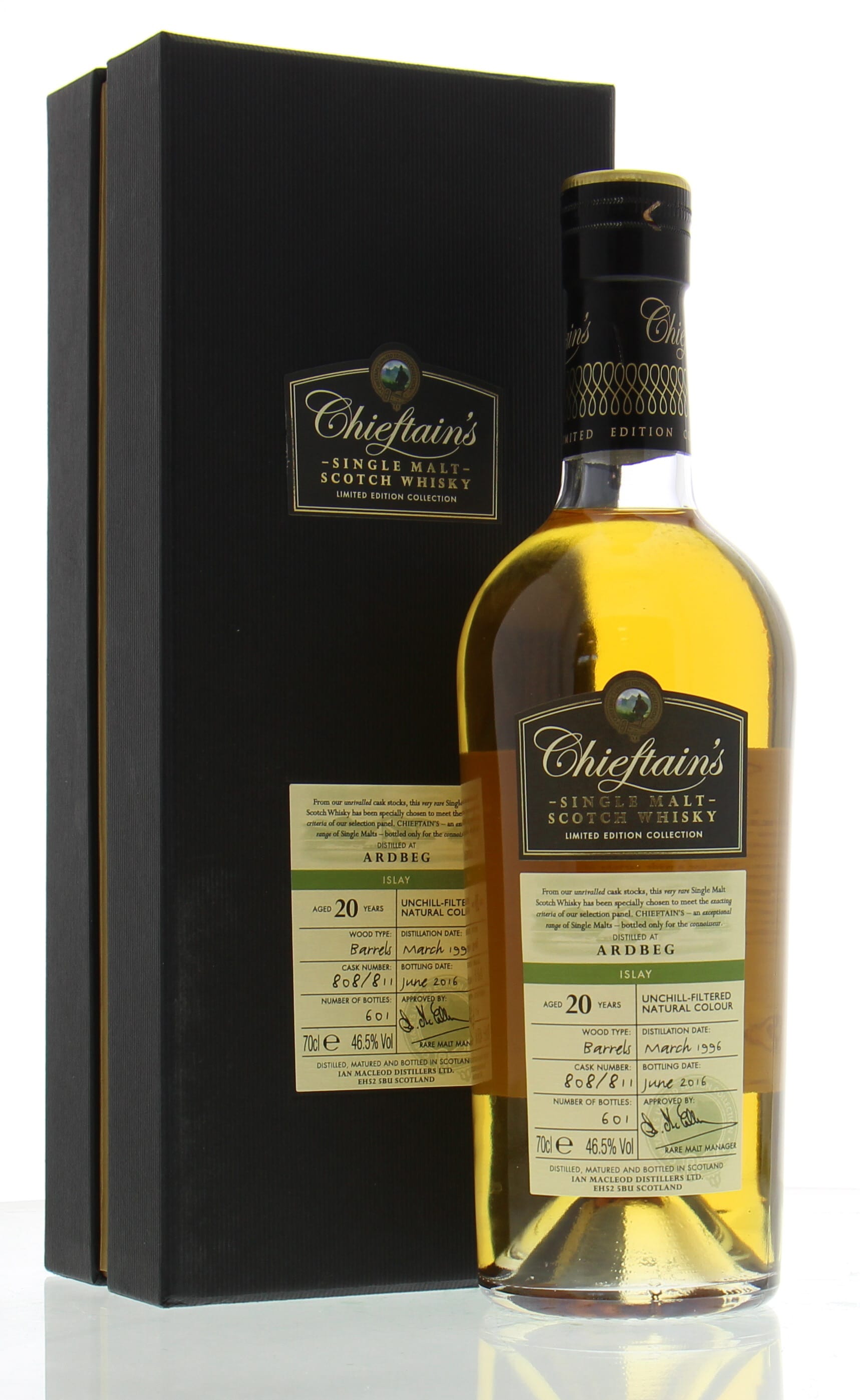 Ardbeg - 20 Years Old Chieftains Cask:808/811 46.5% 1996 In Original Container