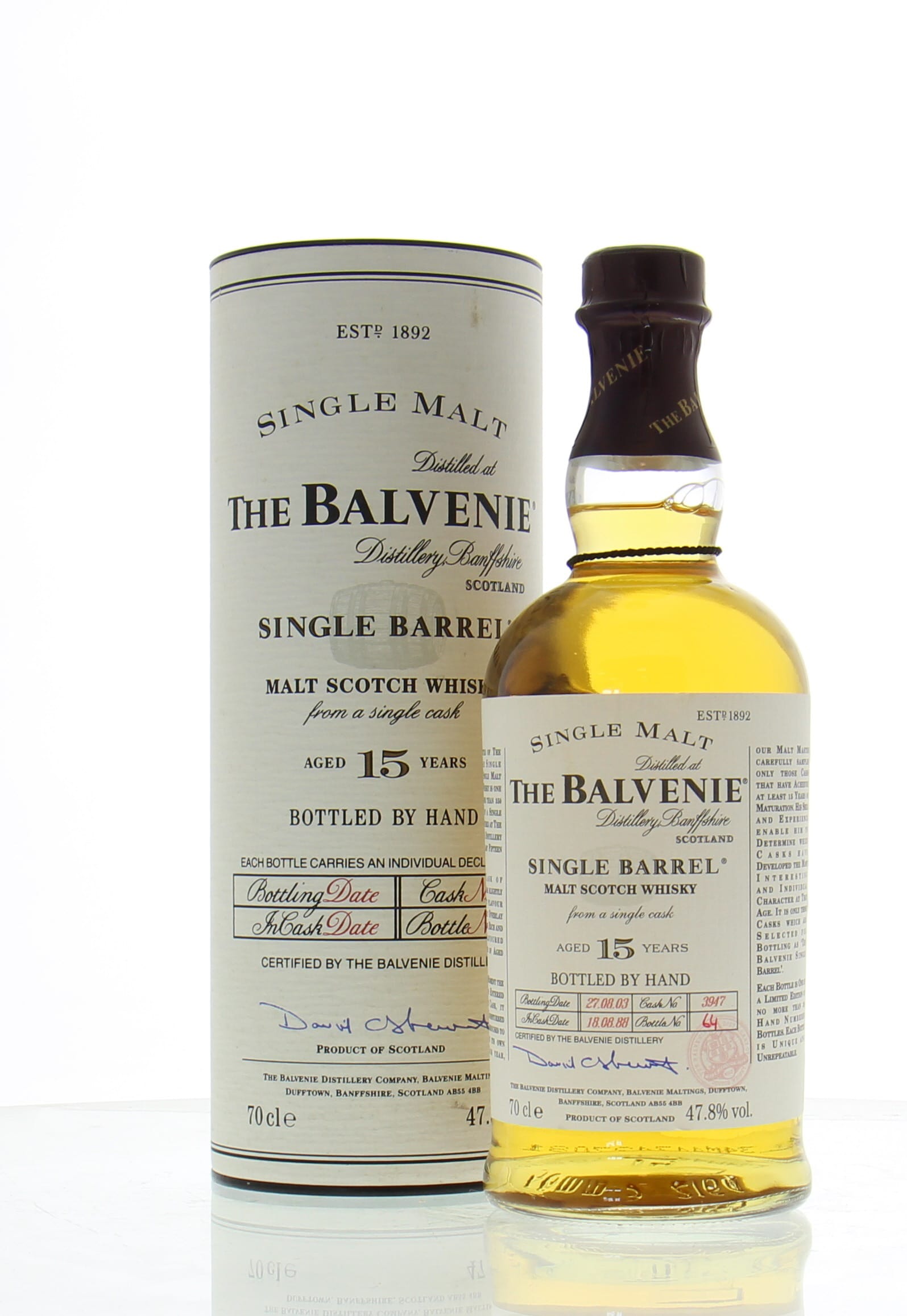 Balvenie - 15 Years Old Single Barrel Cask:3947 47.8% 1988 In Original Container