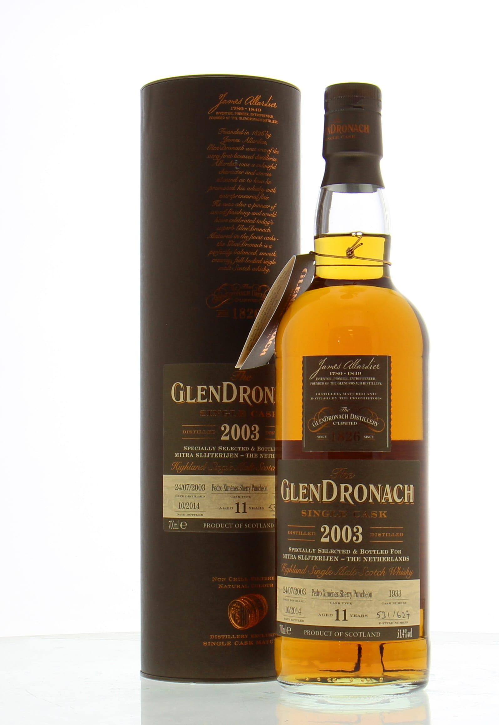 Glendronach - 11 Years Old For Mitra Netherlands Cask:1933 51.4% 2003 In Original Container