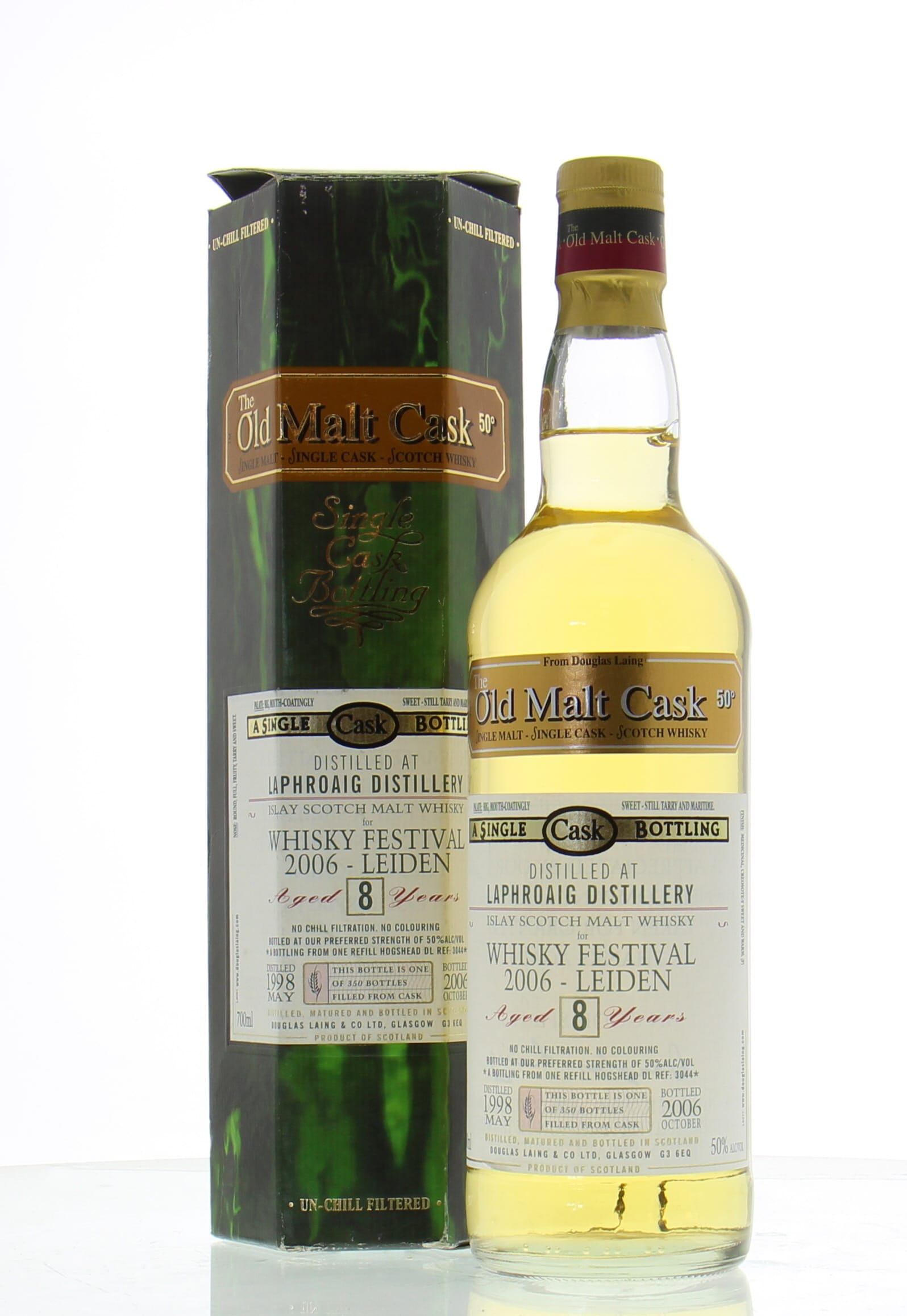 Laphroaig - 8 Years Old OMC for Whisky Festival Leiden Cas:DL 3044 50% 1998 In Original Container