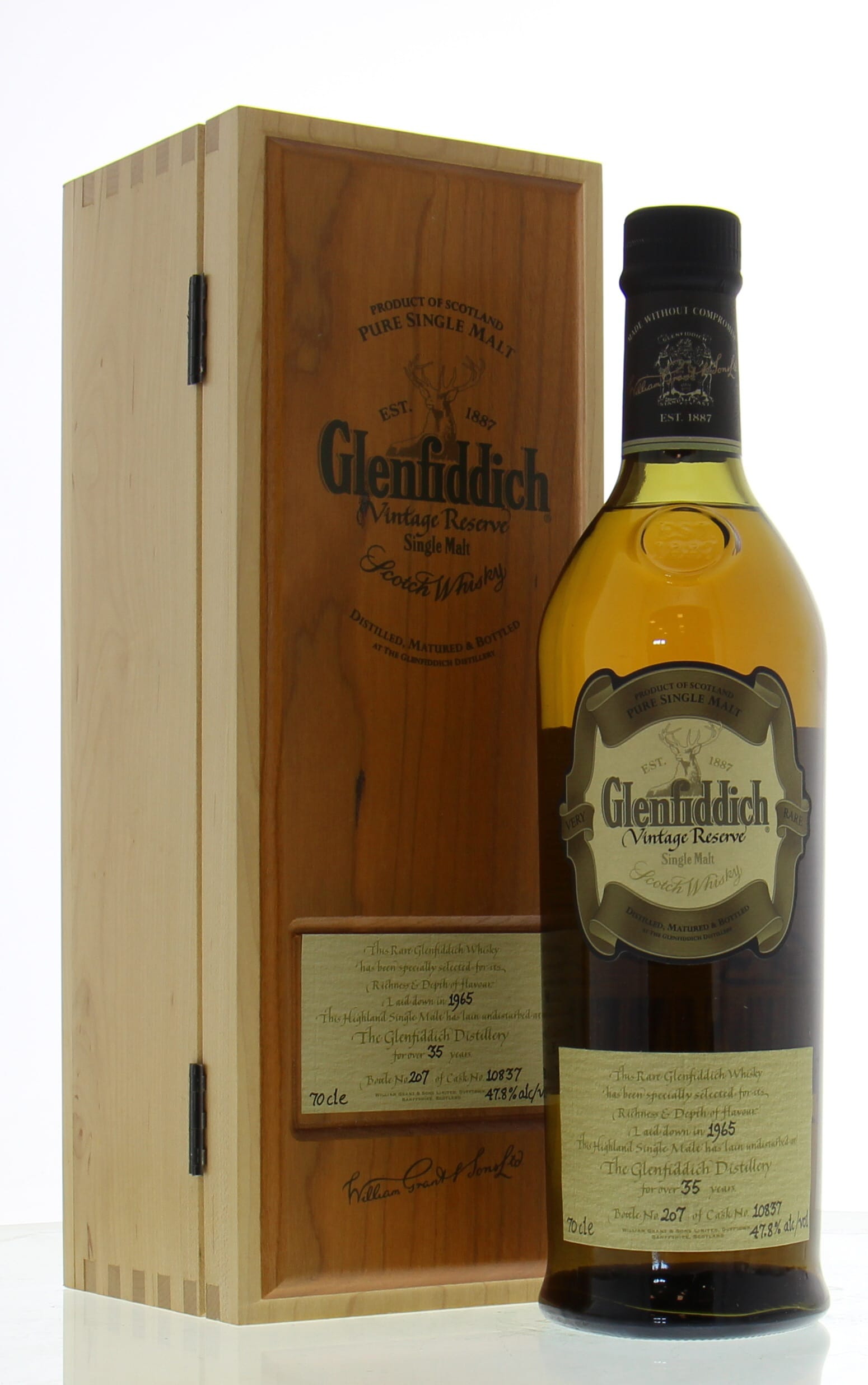Glenfiddich - 35 Years Old Vintage Reserve Cask:10837 47.8% 1965 In Original Wooden Case
