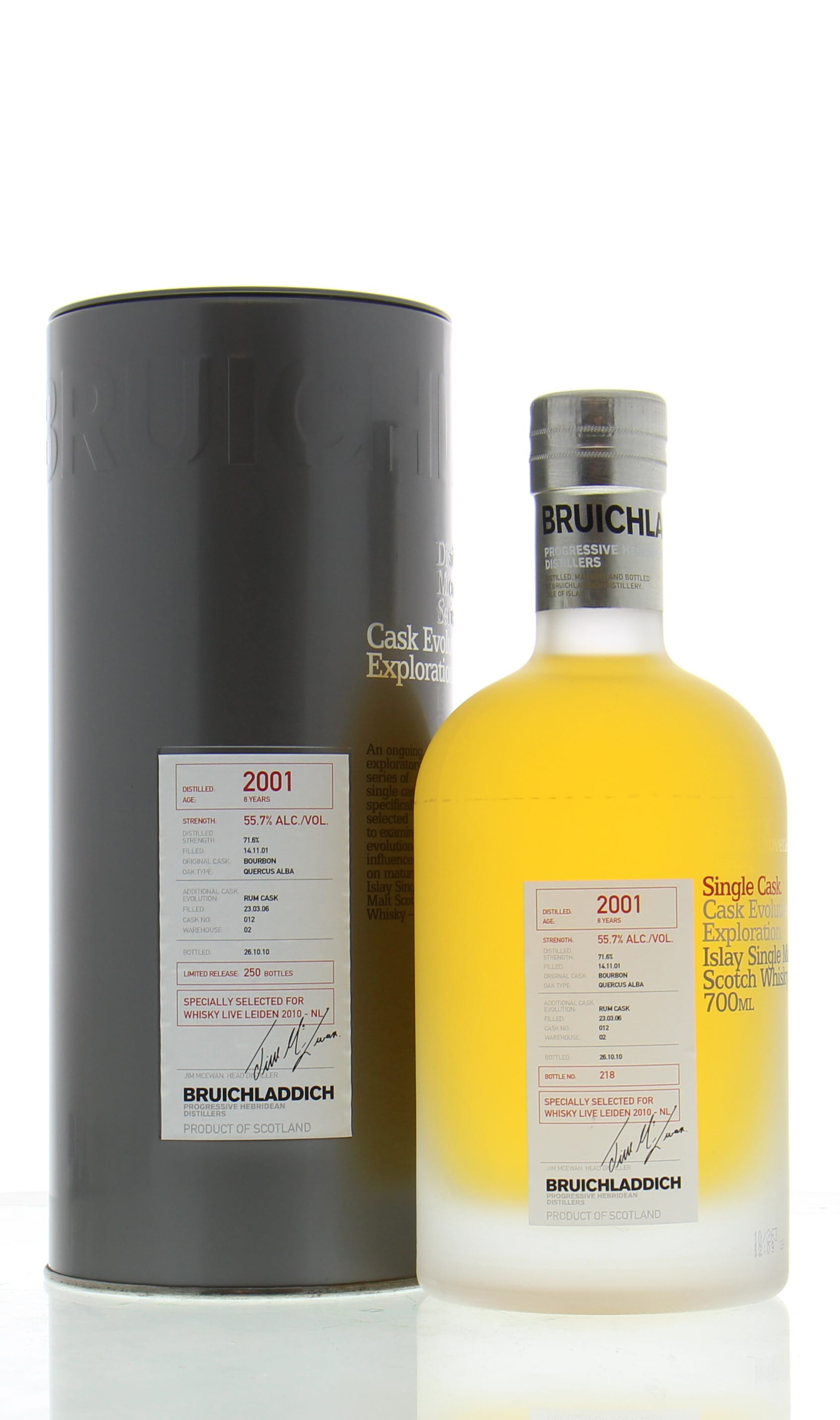 Bruichladdich - 8 Years Old Micro Provenance Series for Whisky Live Leiden Cask:012 55.7% 2001