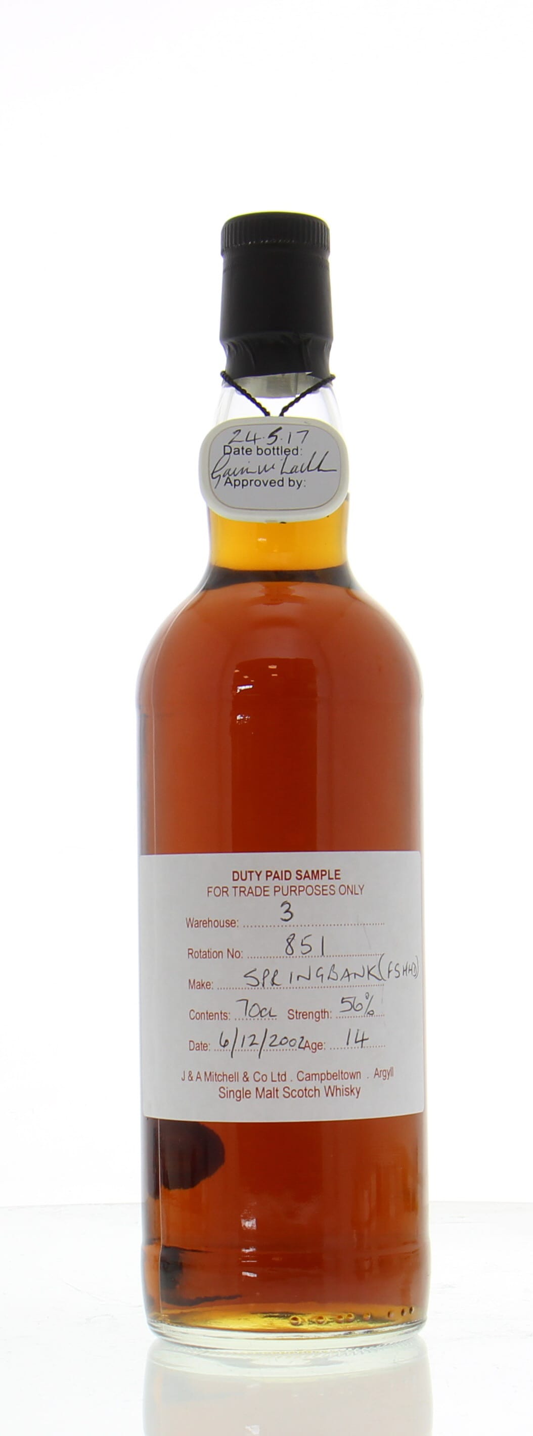 Springbank - 14 Years Old Duty Paid Sample Warehouse 3 Rotation 851 56% 2002 Perfect