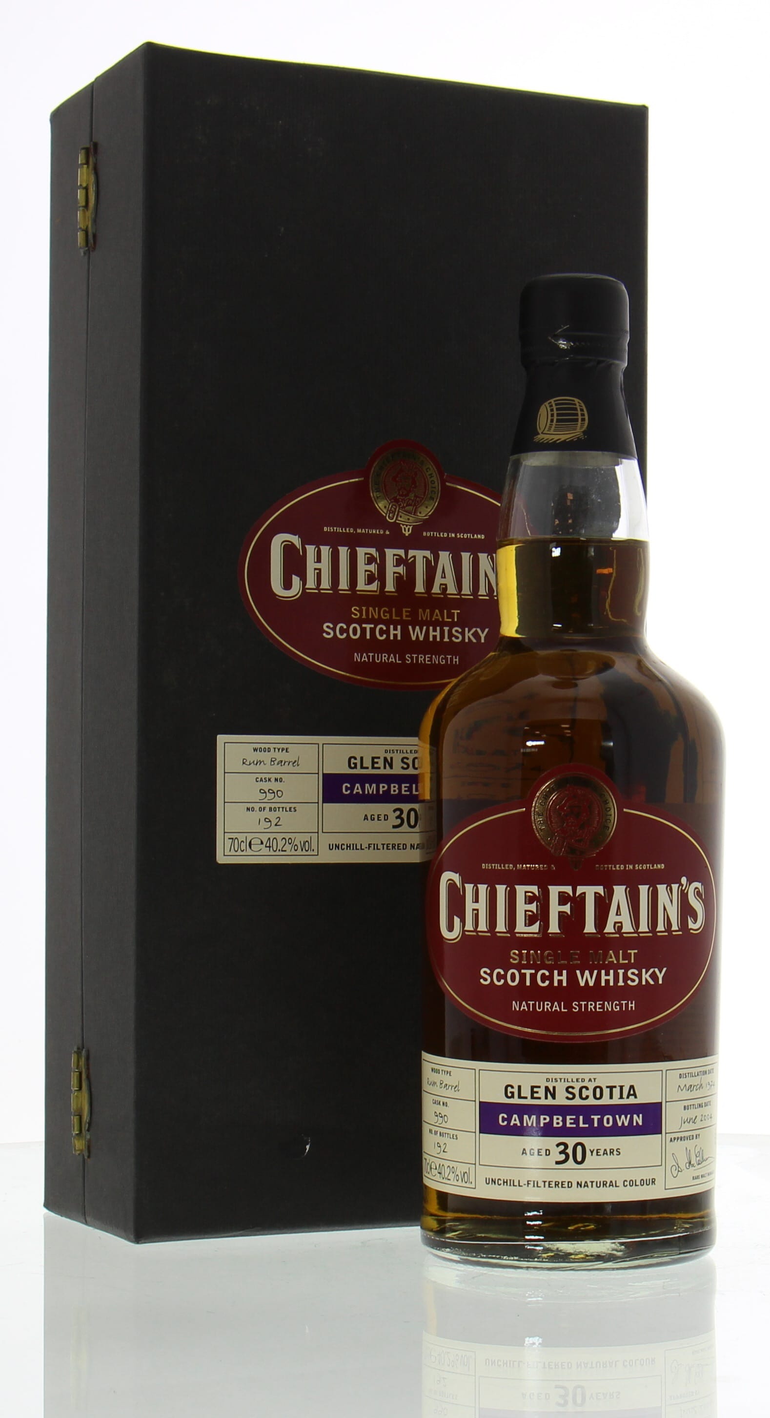 Glen Scotia  - 30 Years Old Chieftain's Choice Cask:990 40% 1974 In Original Container
