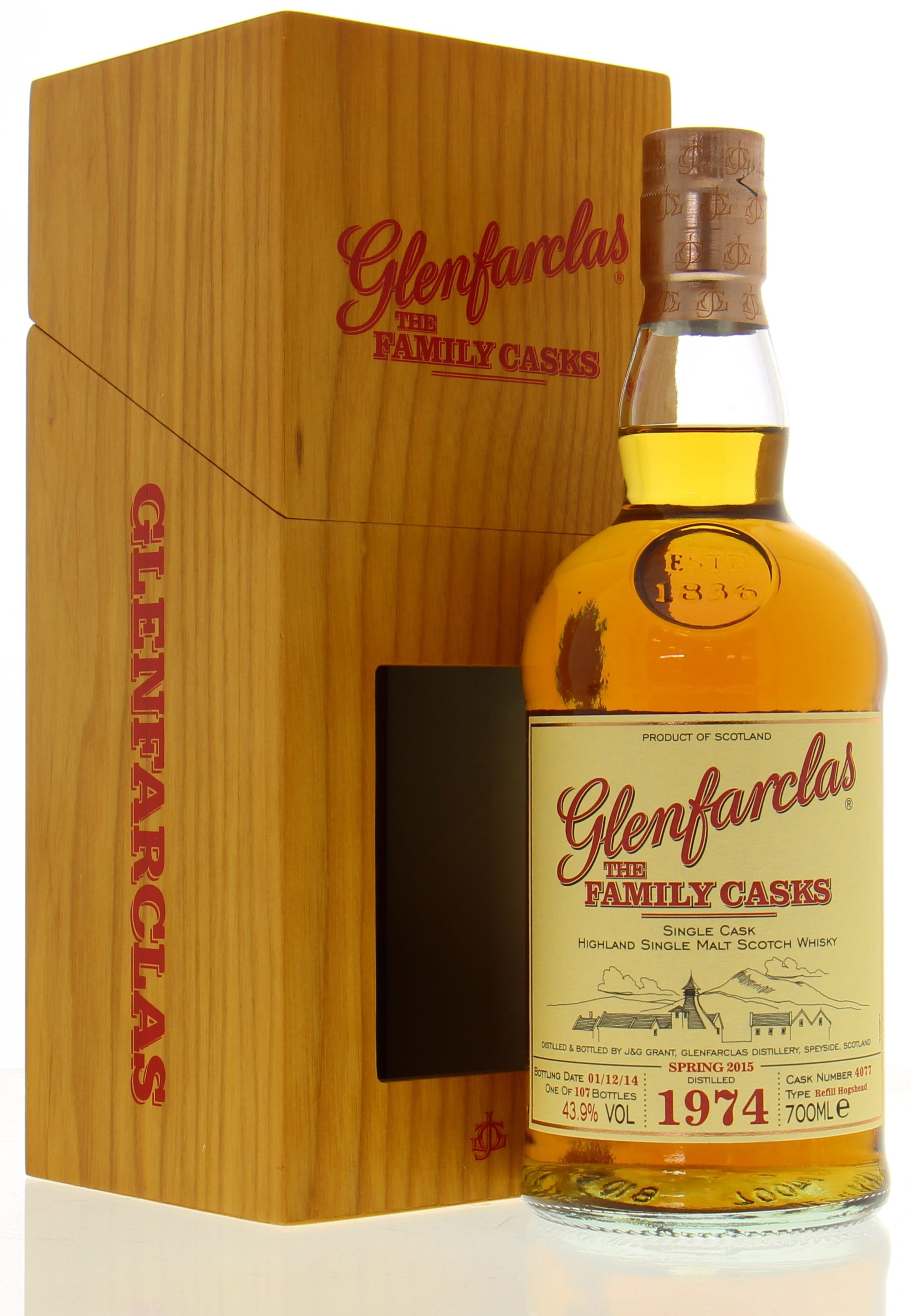 Glenfarclas - 1974 The Family Casks SP15 Cask:4077 43.9% 1974 In Original Wooden Case