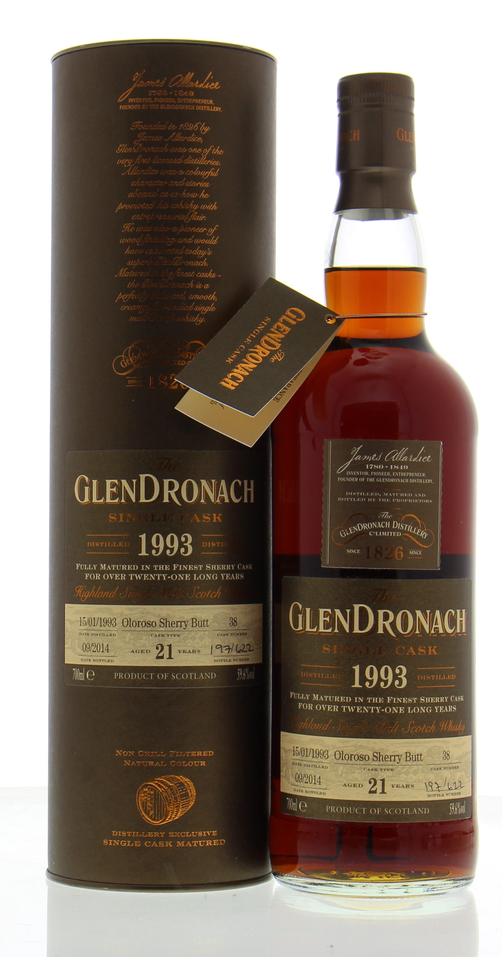 Glendronach - 21 Years Old Cask:38 59.6% 1993 In Original Container
