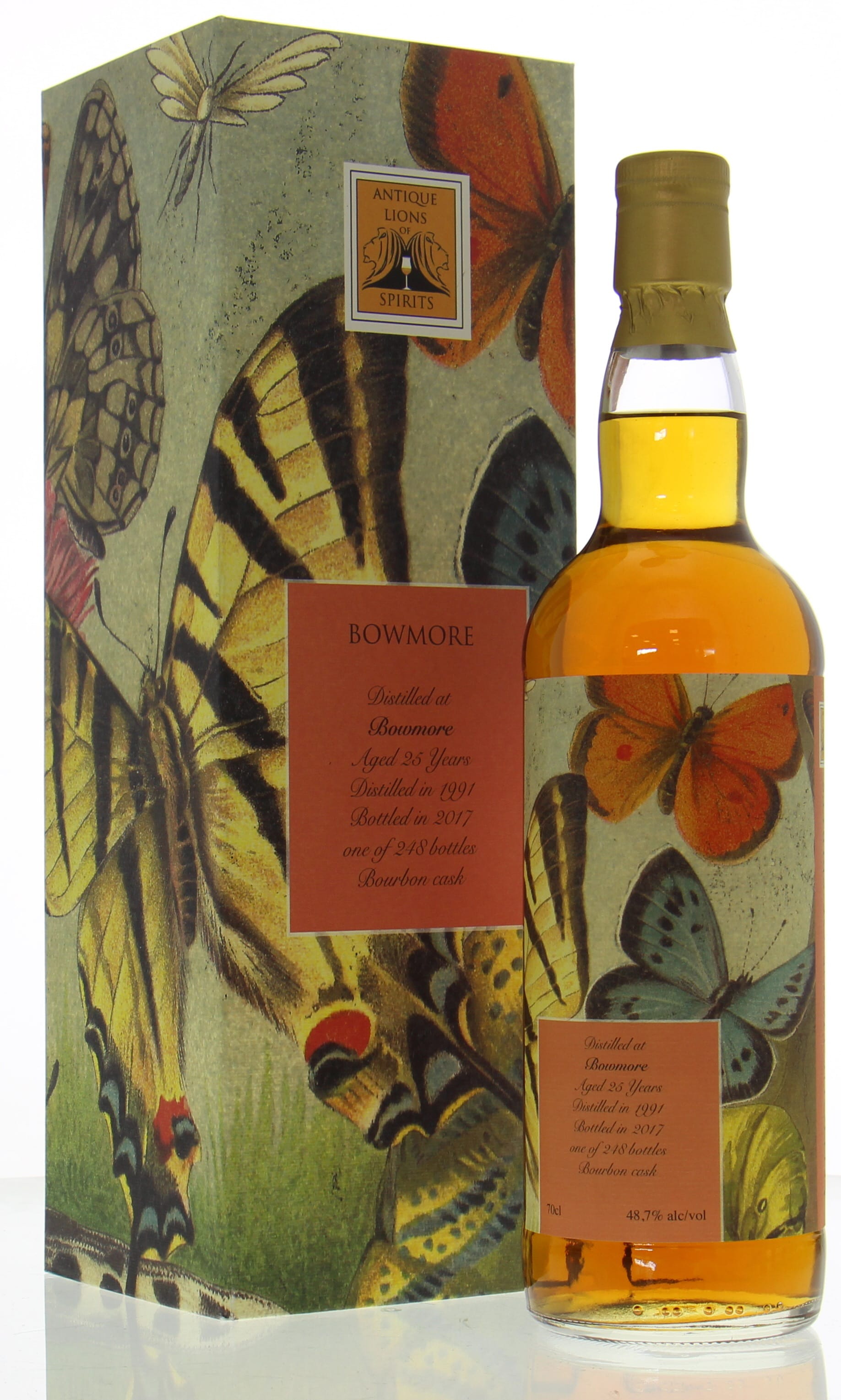 Bowmore - 25 Years Old Antique Lions of Spirits The Butterflies 48.7% 1991 In Original Container