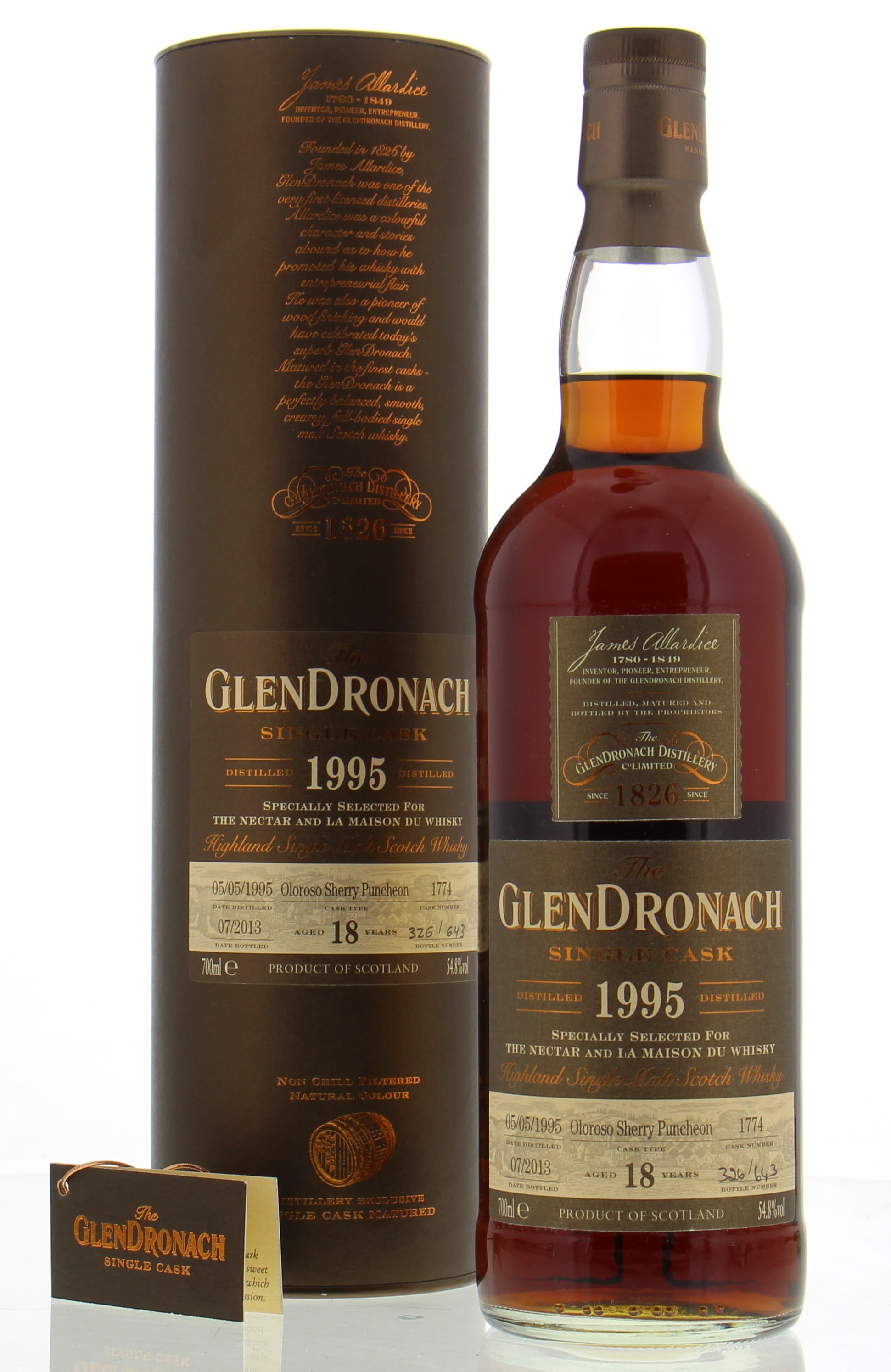 Glendronach - 18 Years Old Cask:1774 For La Maison du Whisky 54.8% 1995 In Original Container
