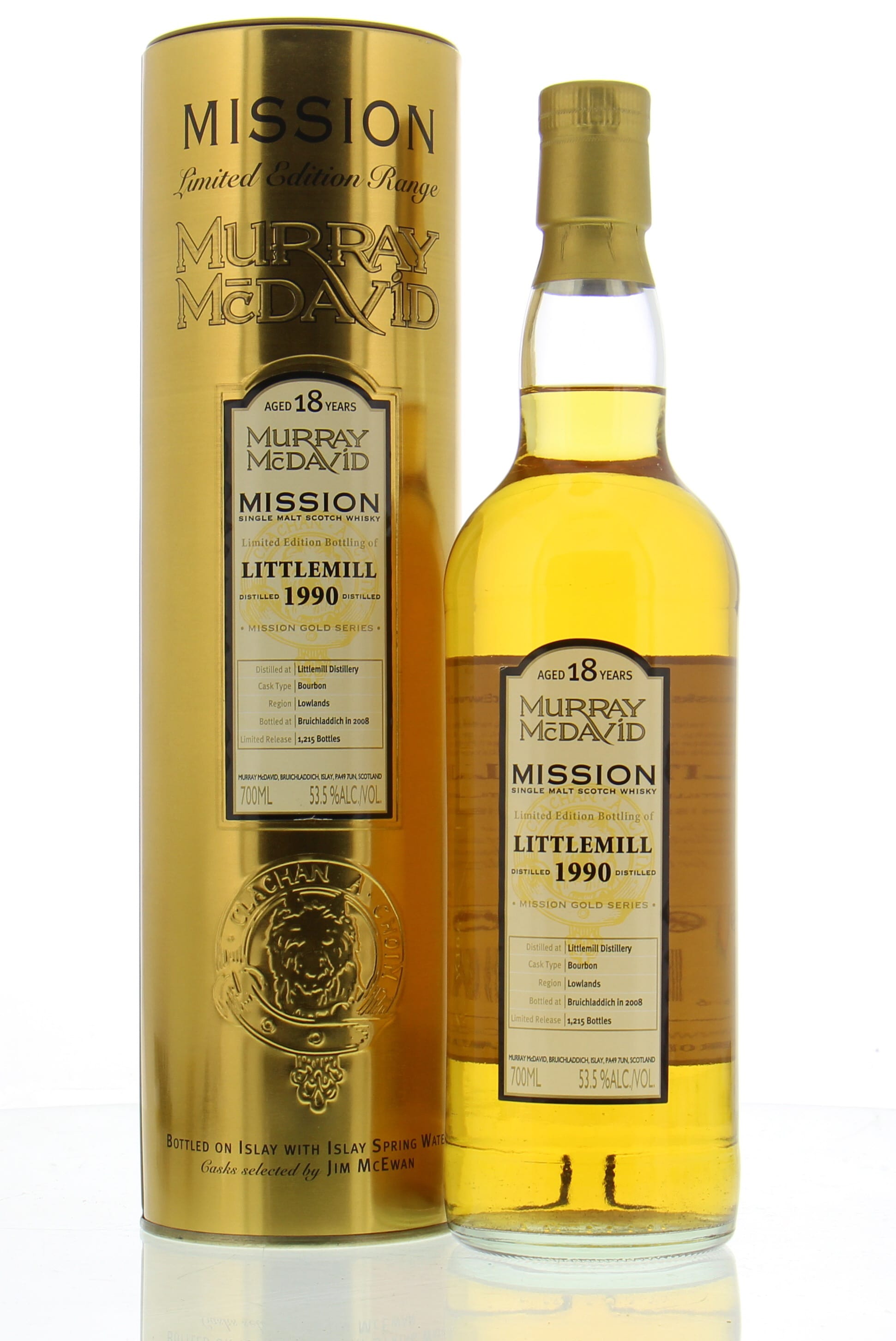 Littlemill - 18 Years Old Murray McDavid Mission Gold 53.5% 1990 In Original Container