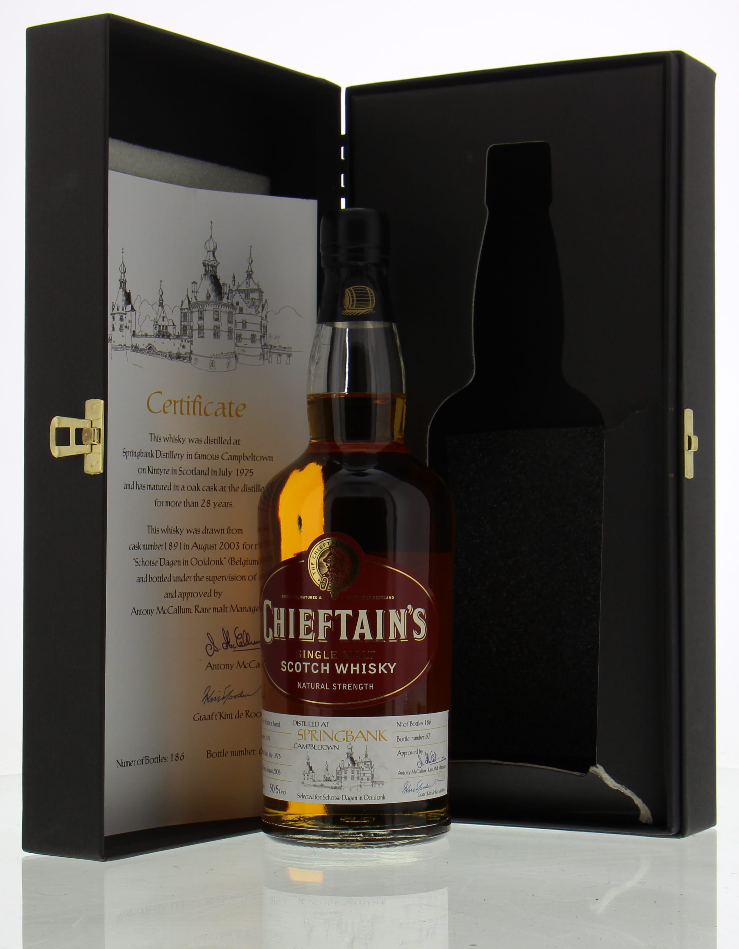 Springbank - 28 Years Old Chieftain's Cask:1891 50.5% 1975 In Original Container