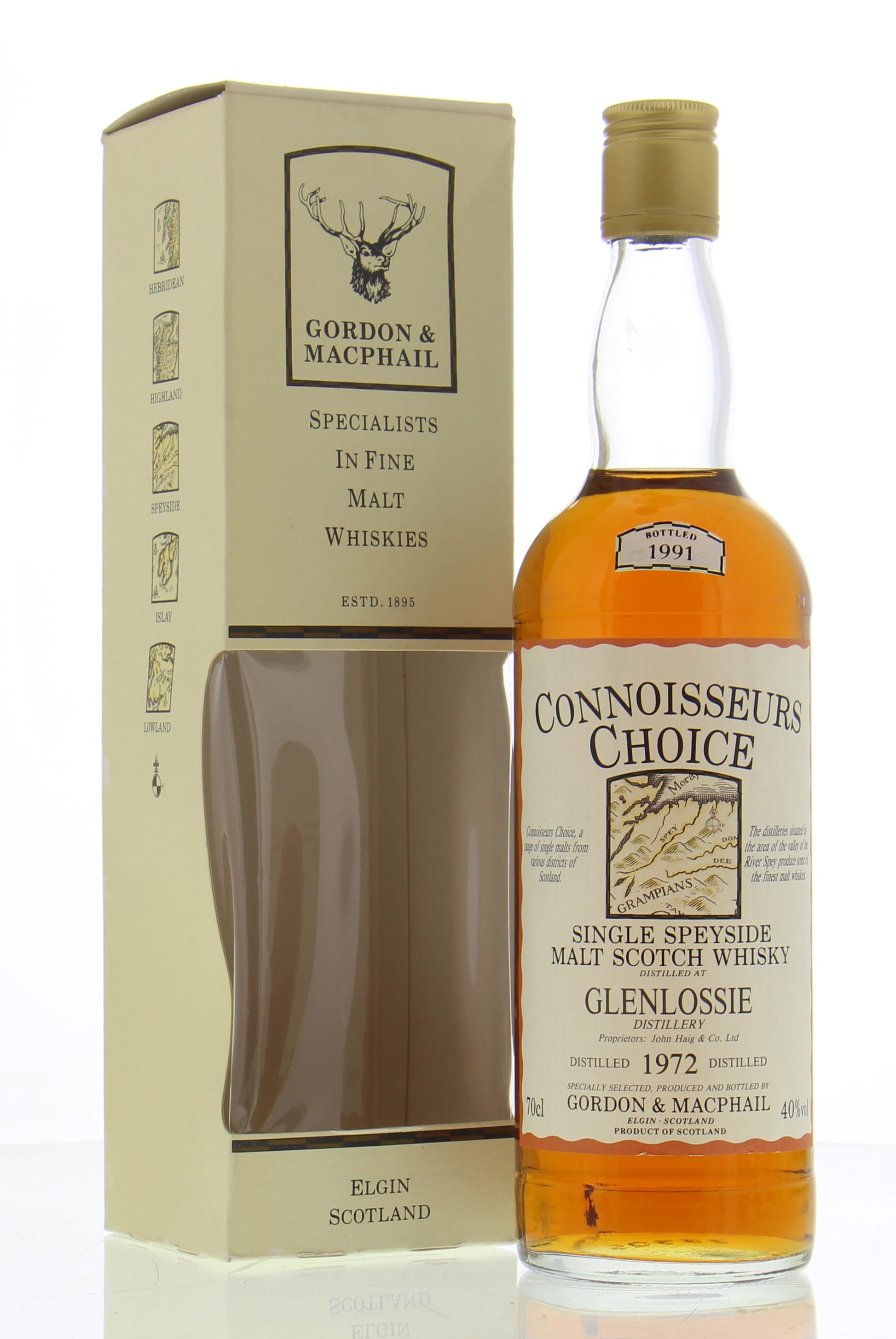 Glenlossie  - 1972 Connoisseurs Choice Old Map Label 40% 1972 In Original Container