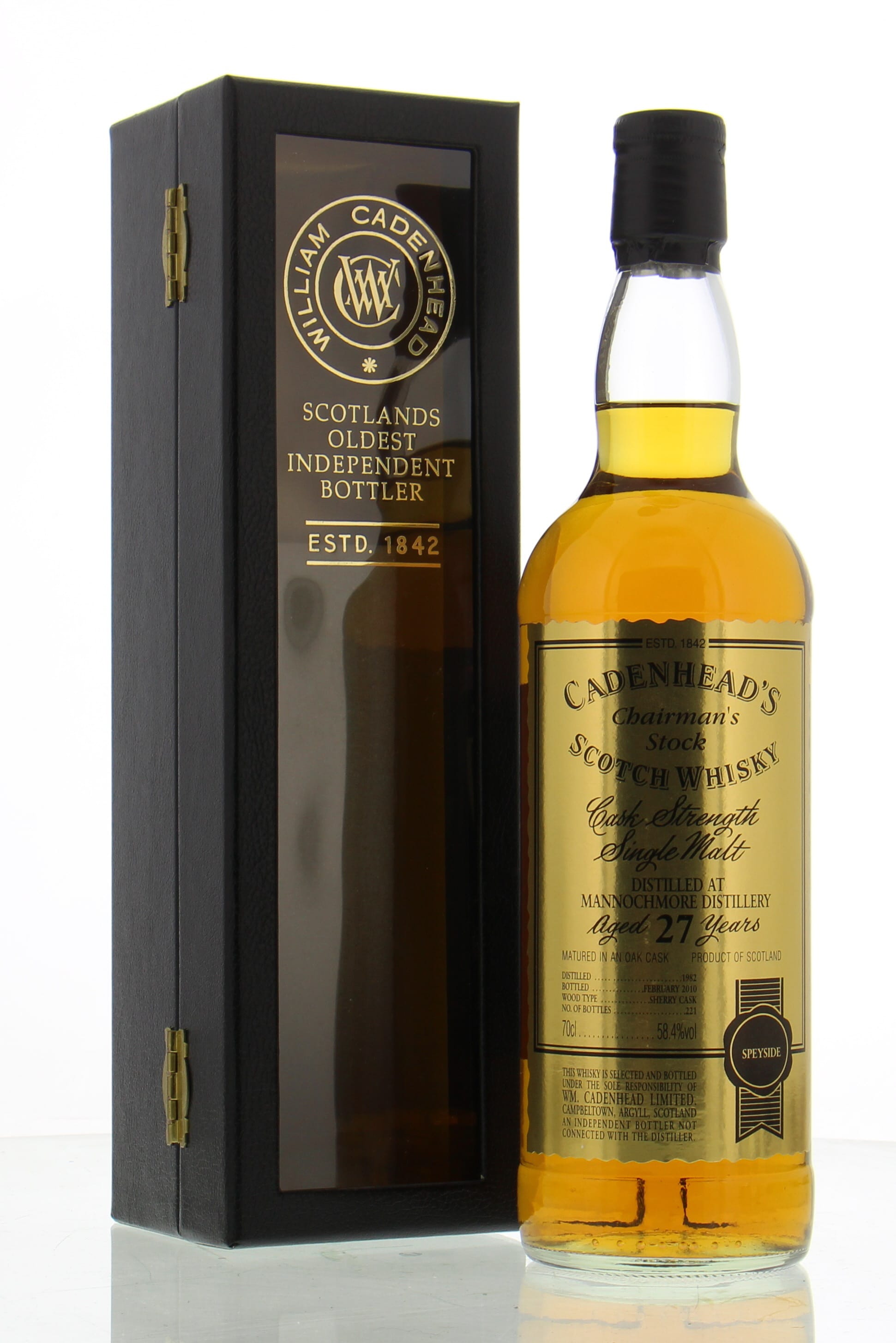 Mannochmore - 27 Years Old Cadenhead's Chairman's Stock 58.4% 1982 In Original Container