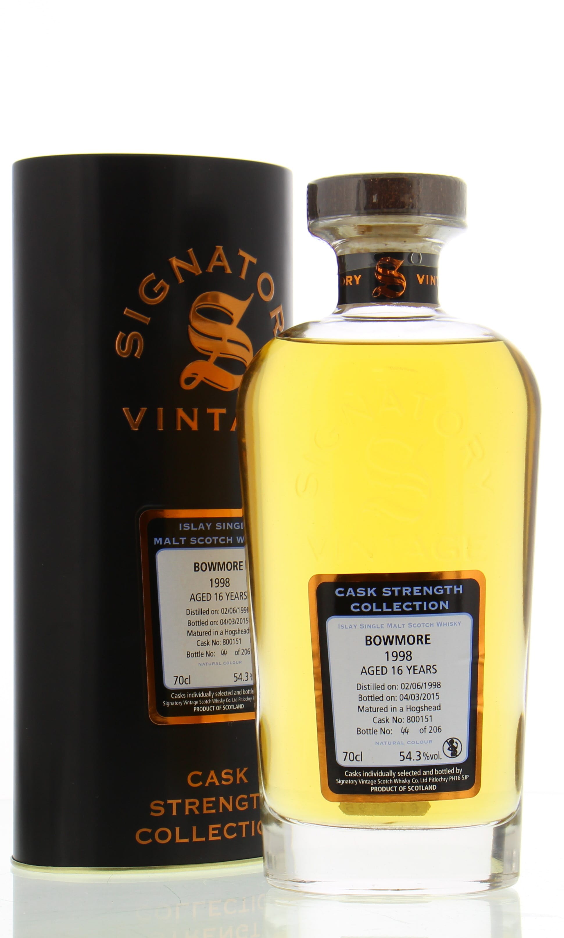 Bowmore - 16 Years Old Signatory Vintage Cask:800151 54.3% 1998 In Original Container