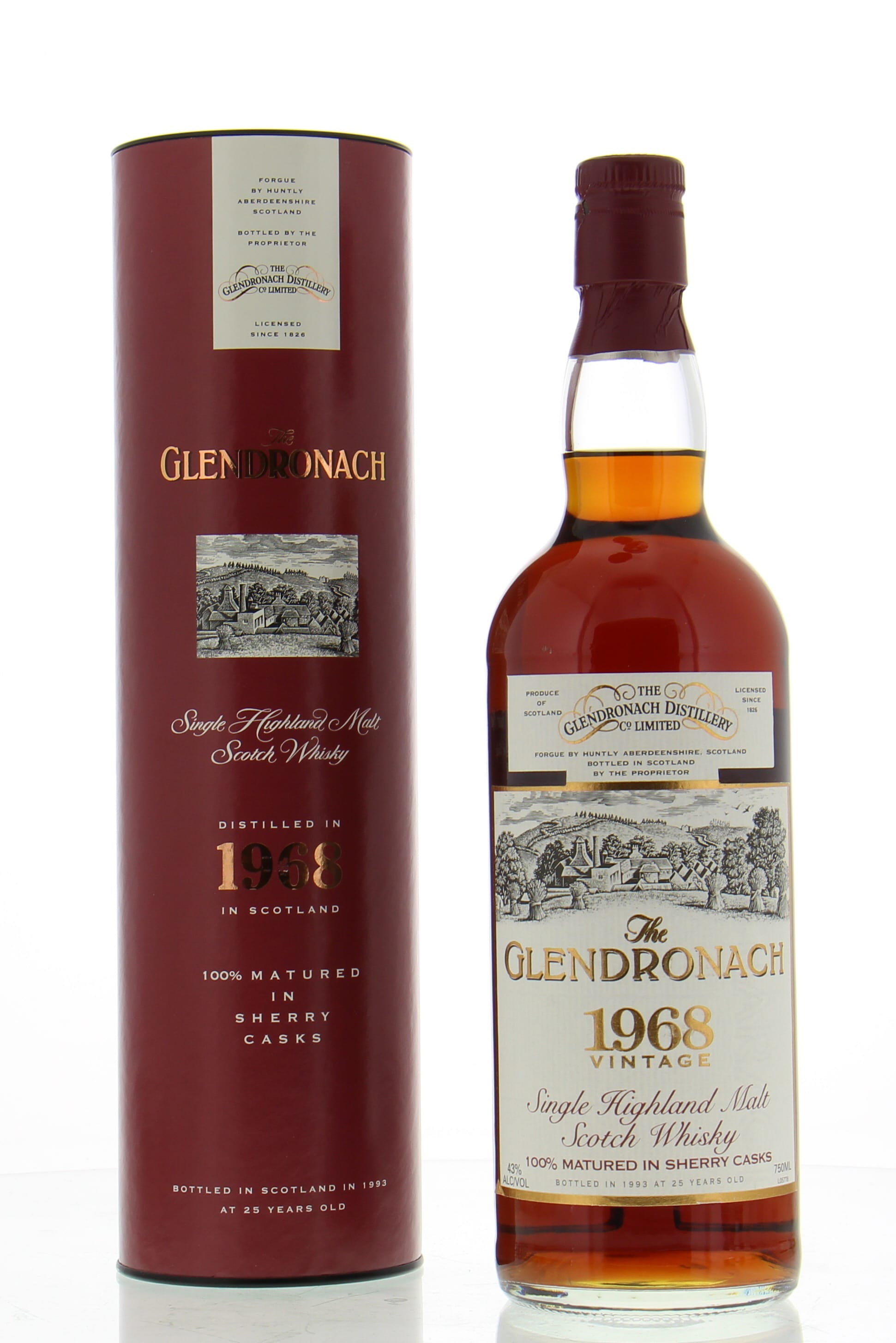 Glendronach - 1968 Matured in Sherry Casks 43% 1968 In Original Container