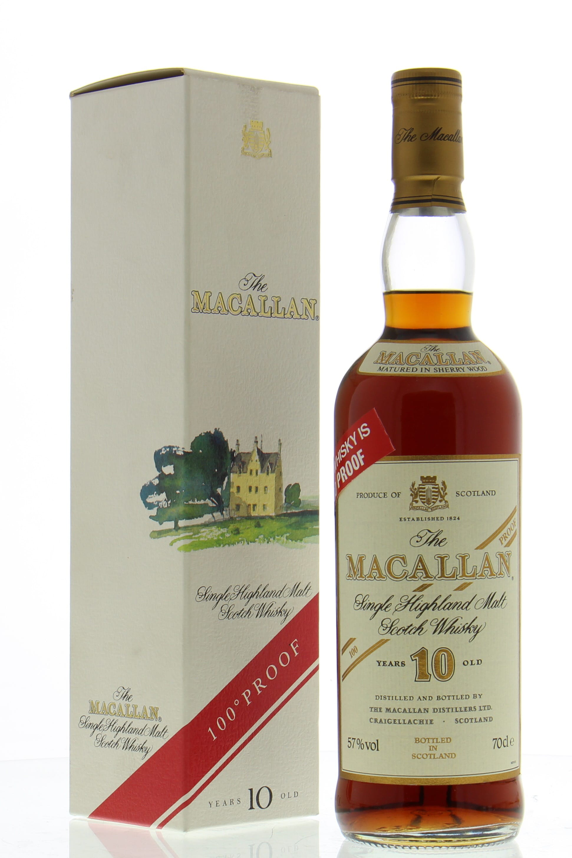 Macallan - 10 Years Old 100 Proof on Red Sticker 57% NV In Original Container
