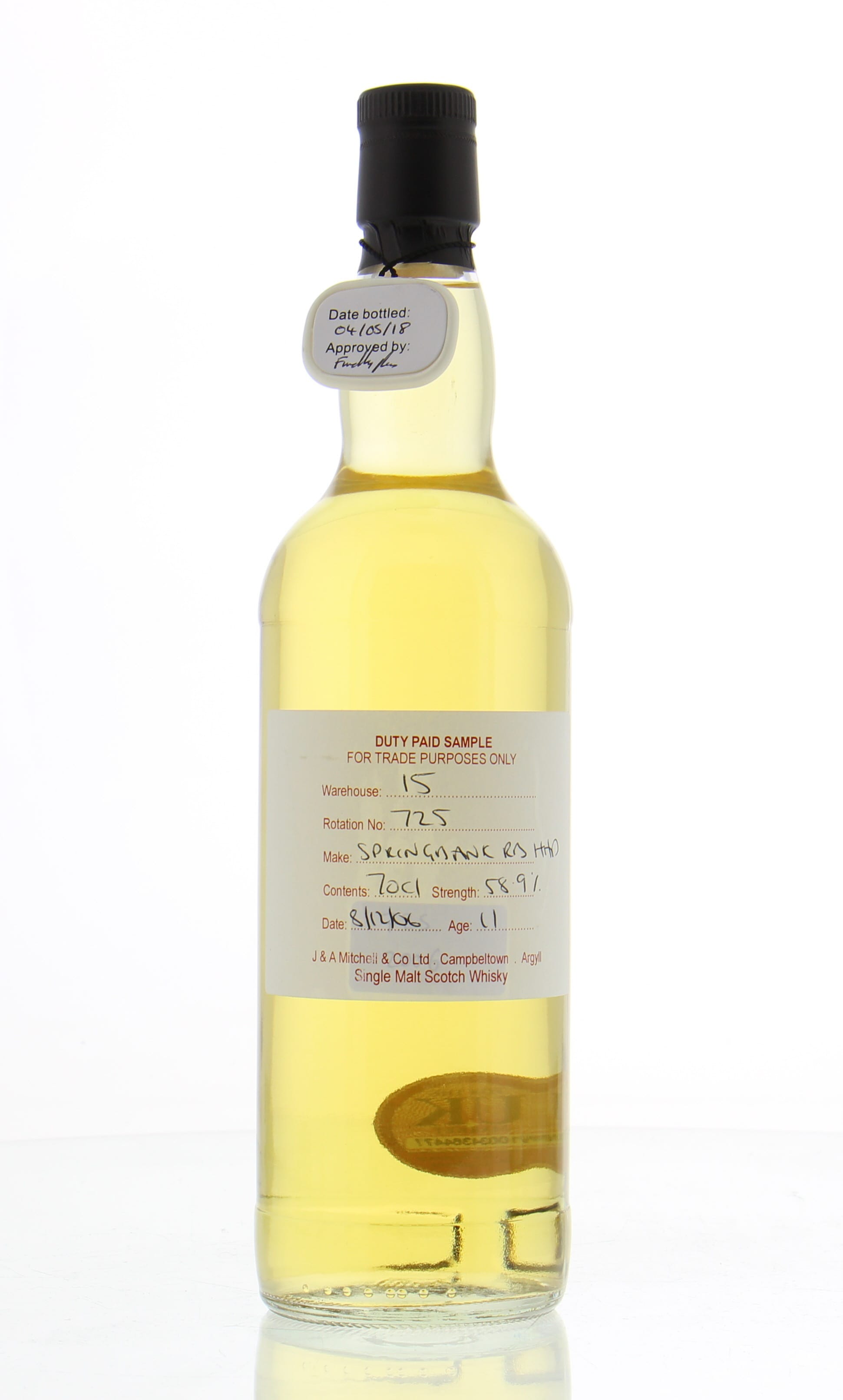 Springbank - 11 Years Old Duty Paid Sample Warehouse 15 Rotation 725 58.9% 2006 Perfect