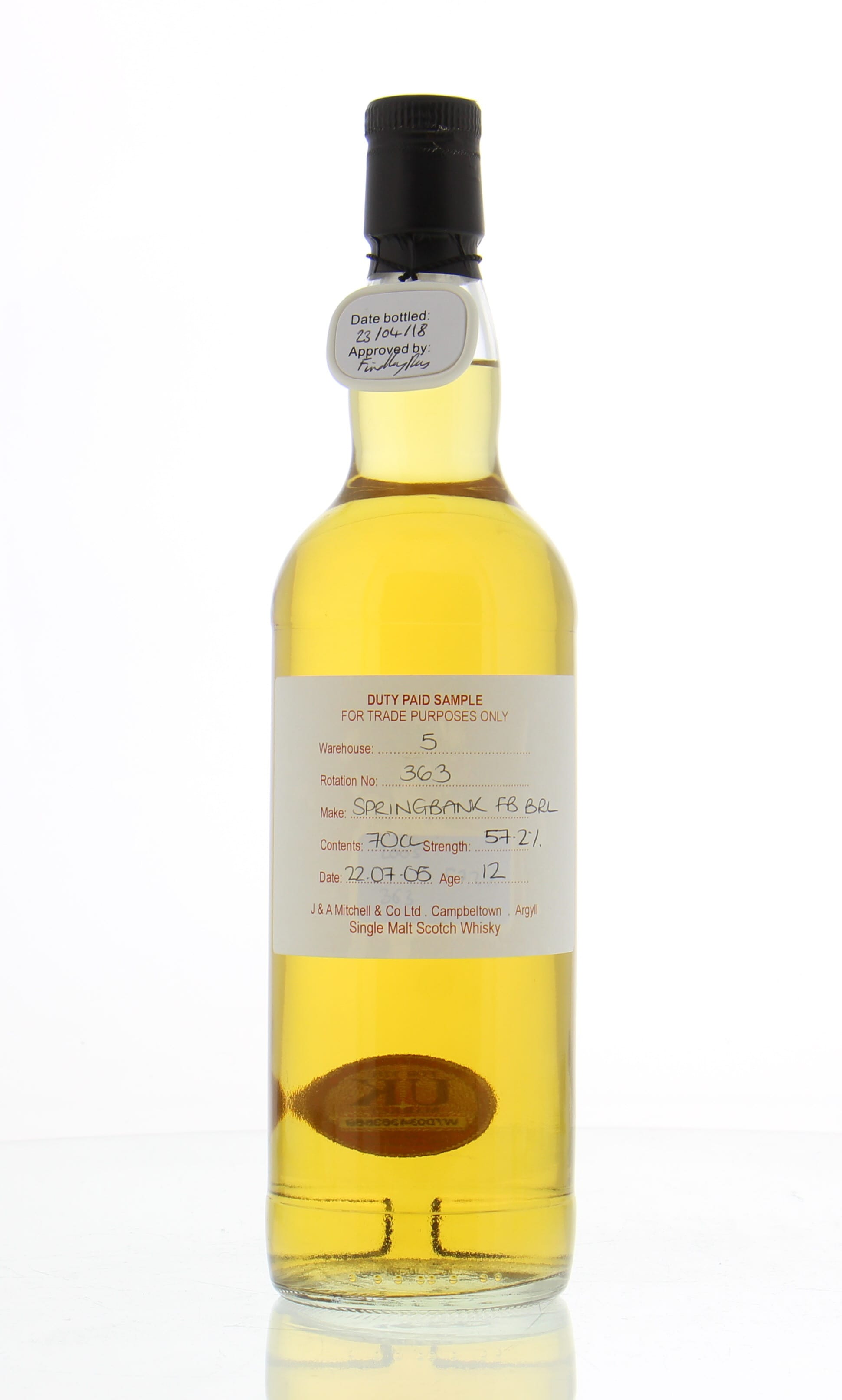 Springbank - 12 Years Old Duty Paid Sample Warehouse 5 Rotation 363 57.2% 2005 Perfect