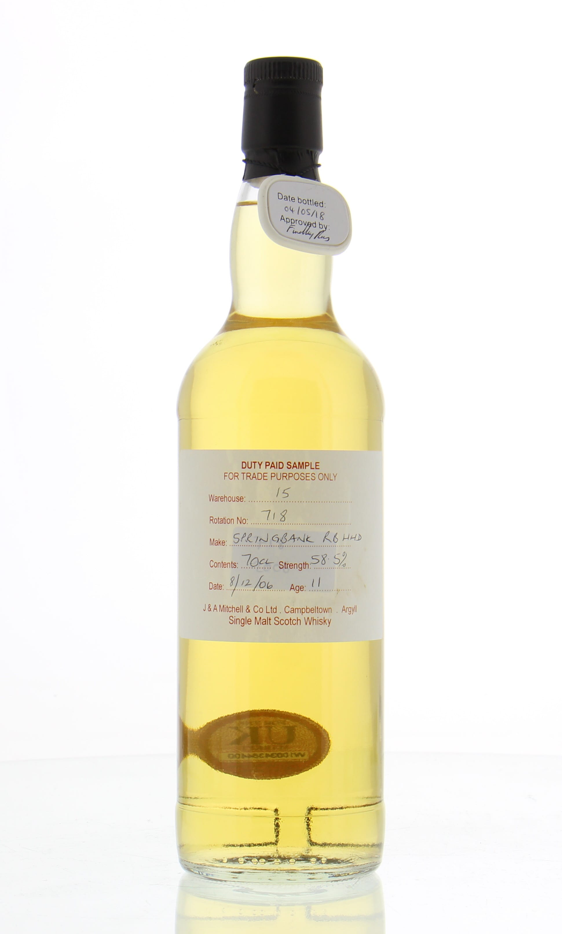 Springbank - 11 Years Old Duty Paid Sample Warehouse 15 Rotation 718 58.5% 2006 Perfect