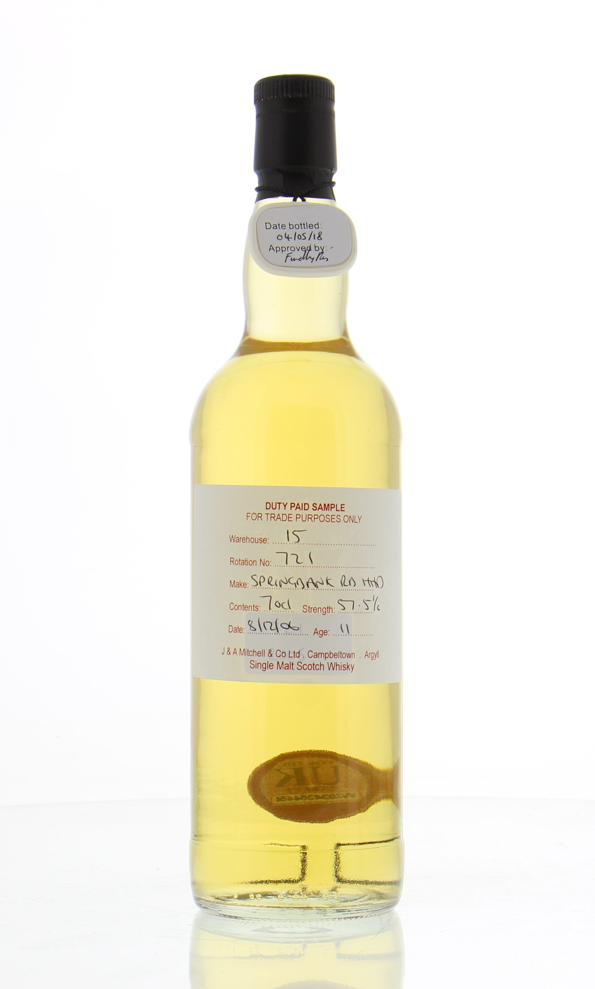 Springbank - 11 Years Old Duty Paid Sample Warehouse 15 Rotation 721 57.5% 2006 Perfect