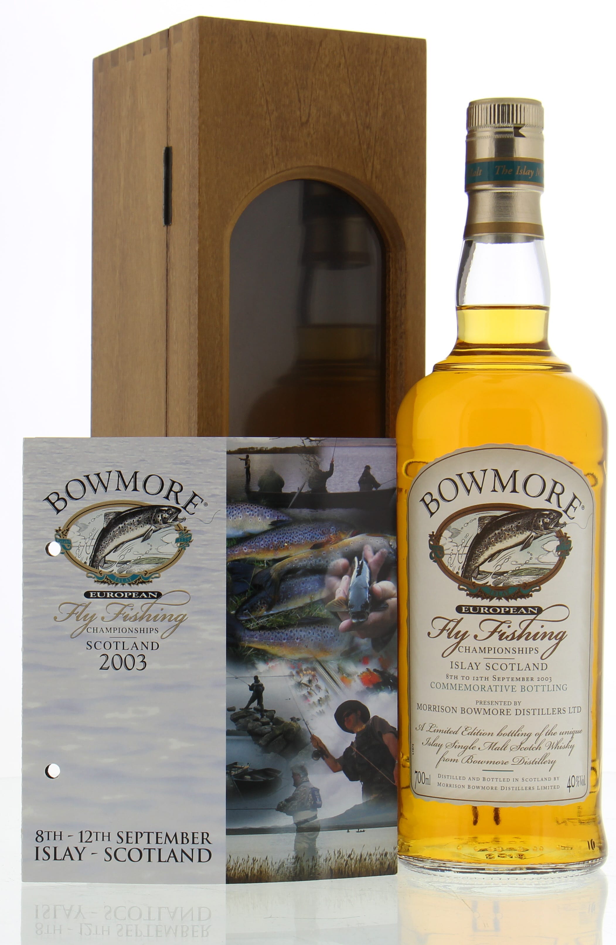 Bowmore - European Fly Fishing Championship 2003 Commemorative 40% NV In Original Wooden Case
