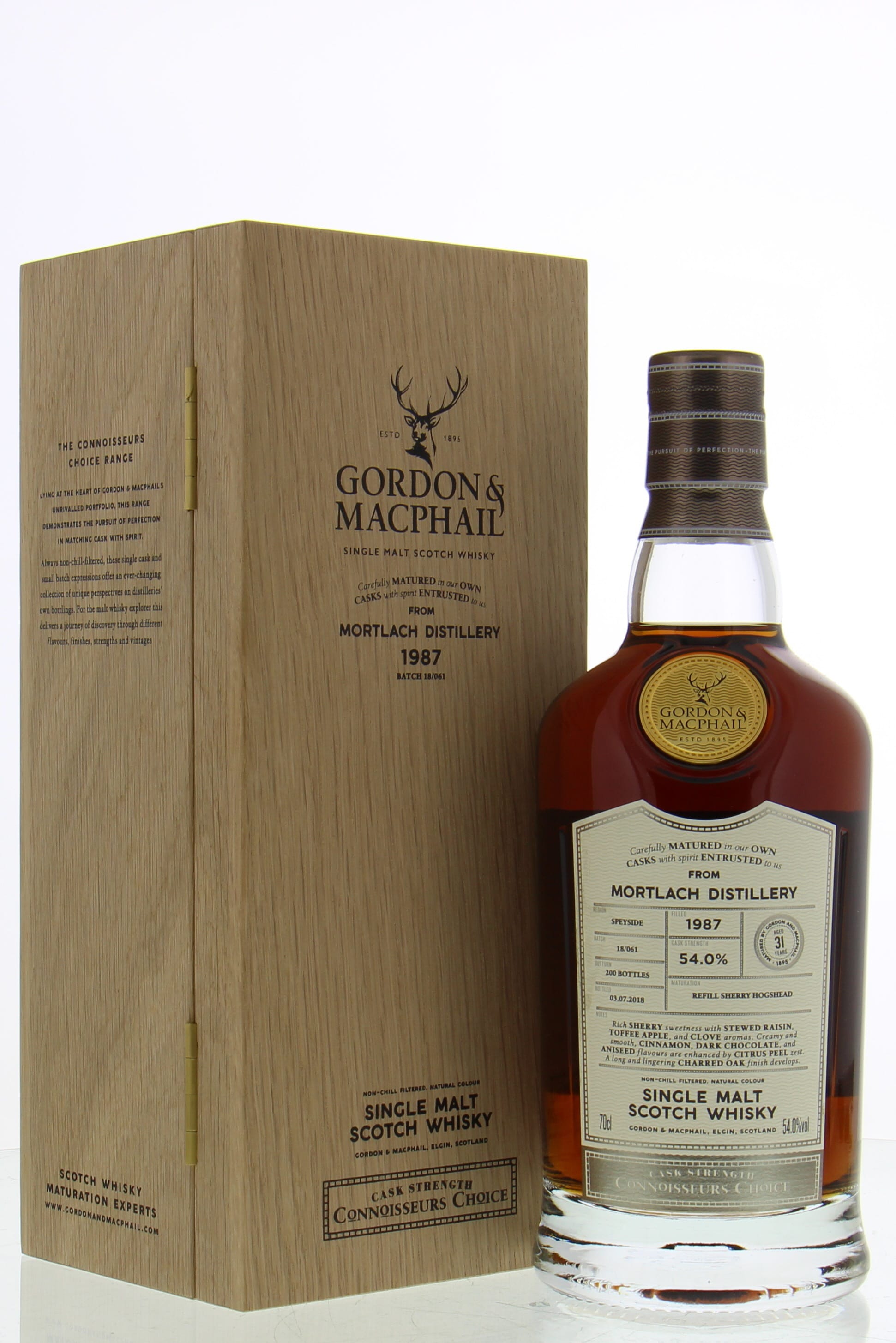 Mortlach - 31 Years Old Connoisseurs Choice Cask Strength Cask 425 54% 1987 In Original Wooden Box