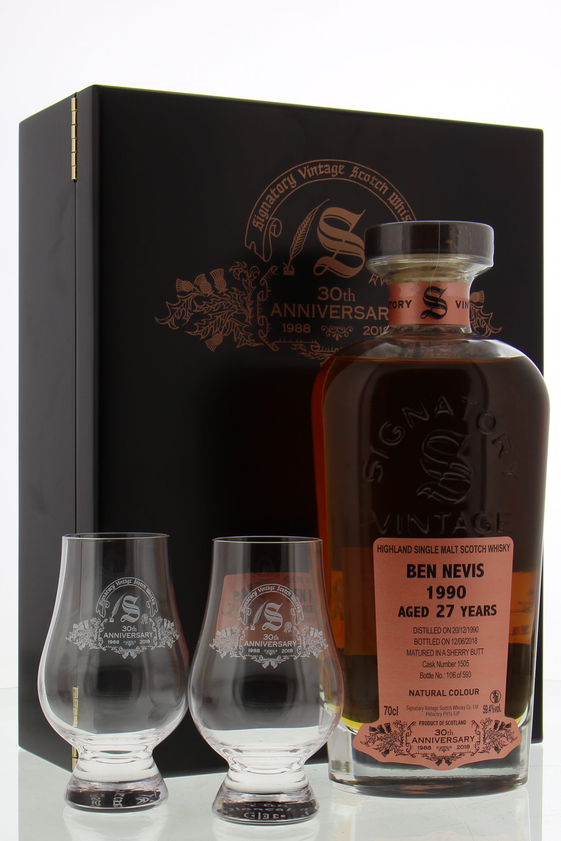 Ben Nevis - 27 Years Old Signatory 30th Anniversary Cask 1505 59.4% 1990 In Original Wooden Container