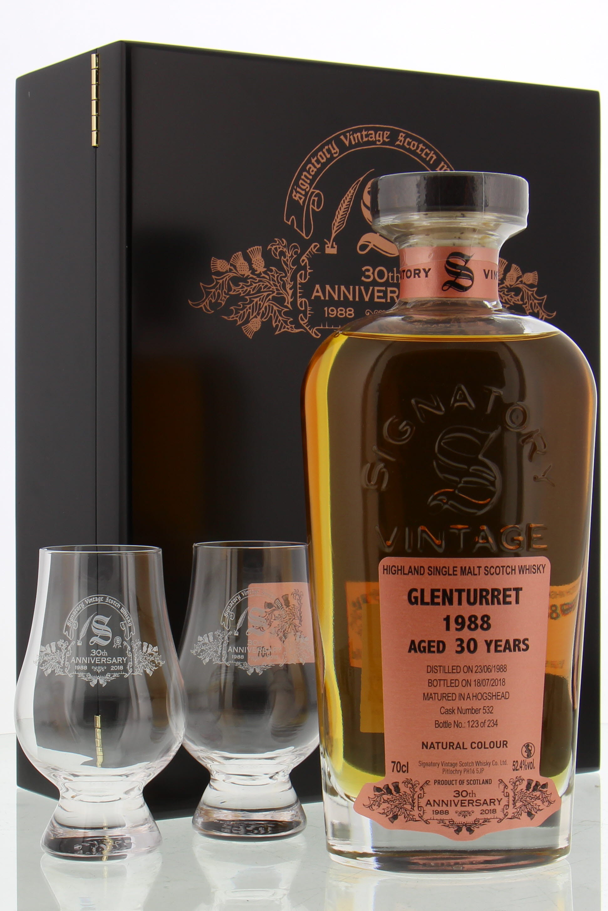 Glenturret - 30 Years Old Signatory 30th Anniversary Cask 532 52.4% 1988 In Original Wooden Container