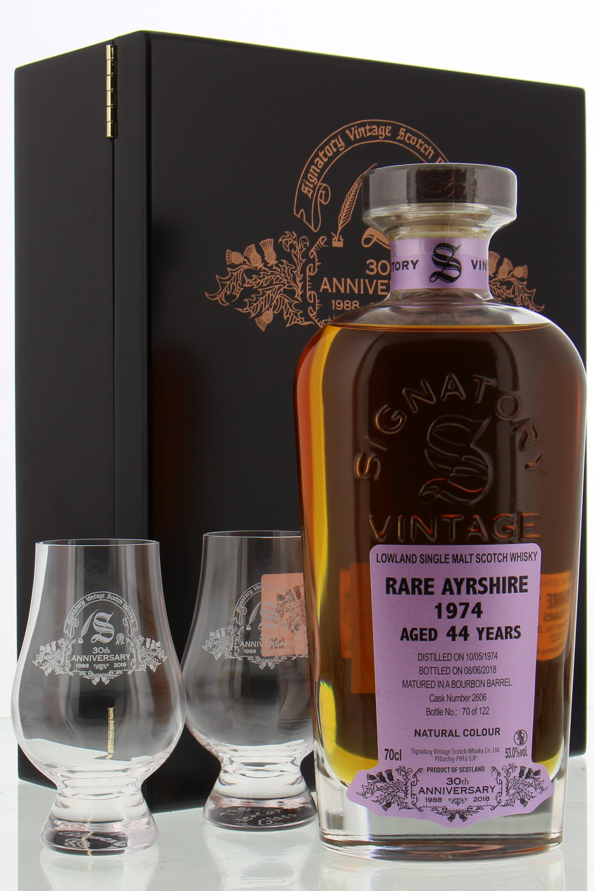 Ladyburn - 44 Years Old Rare Ayrshire Signatory 30th Anniversary Cask 2606 53% 1974 In Original Wooden Container