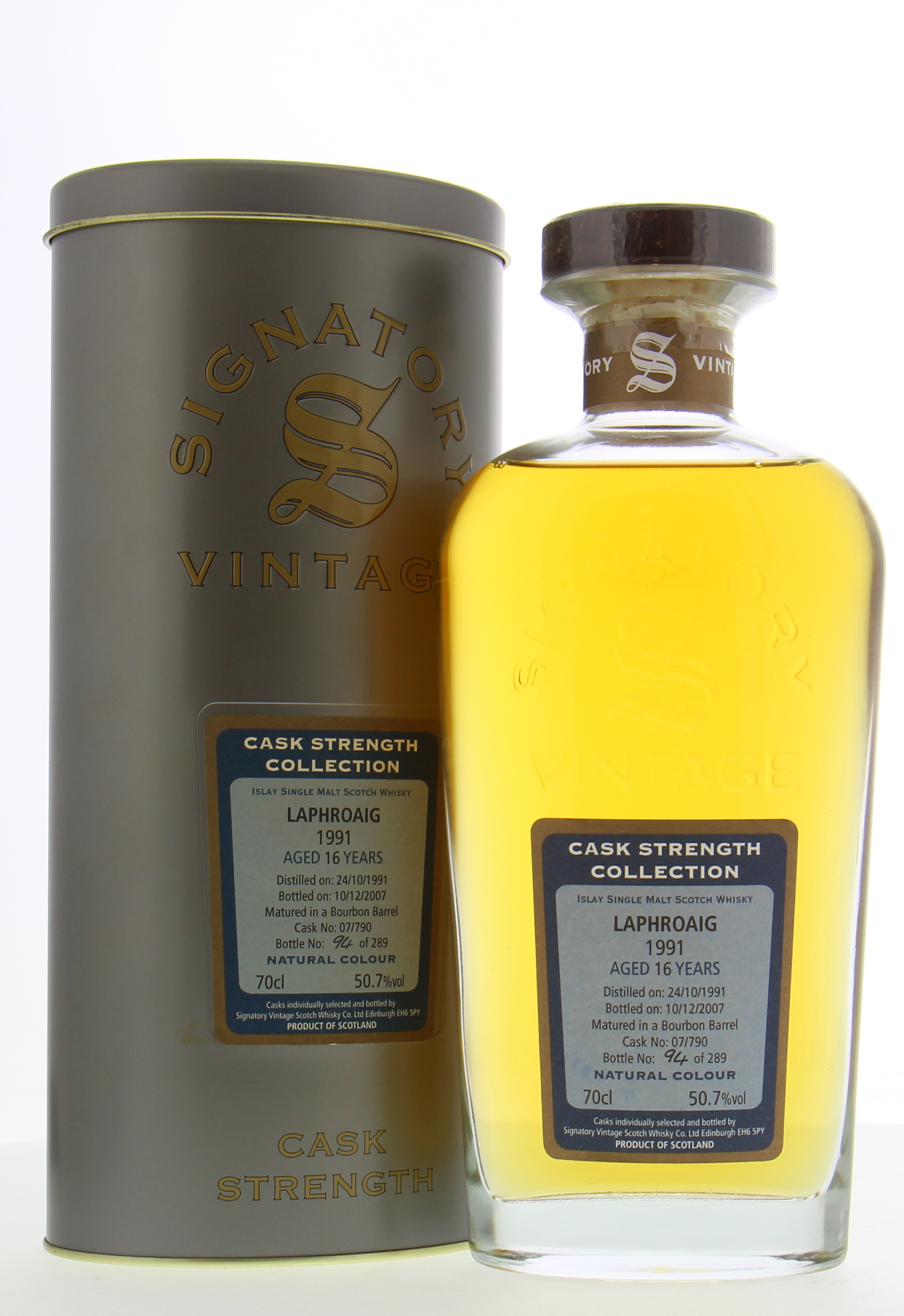 Laphroaig - 16 Years Old Signatory Vintage Cask 07/790 50.7% 1991 In Original Container 10023