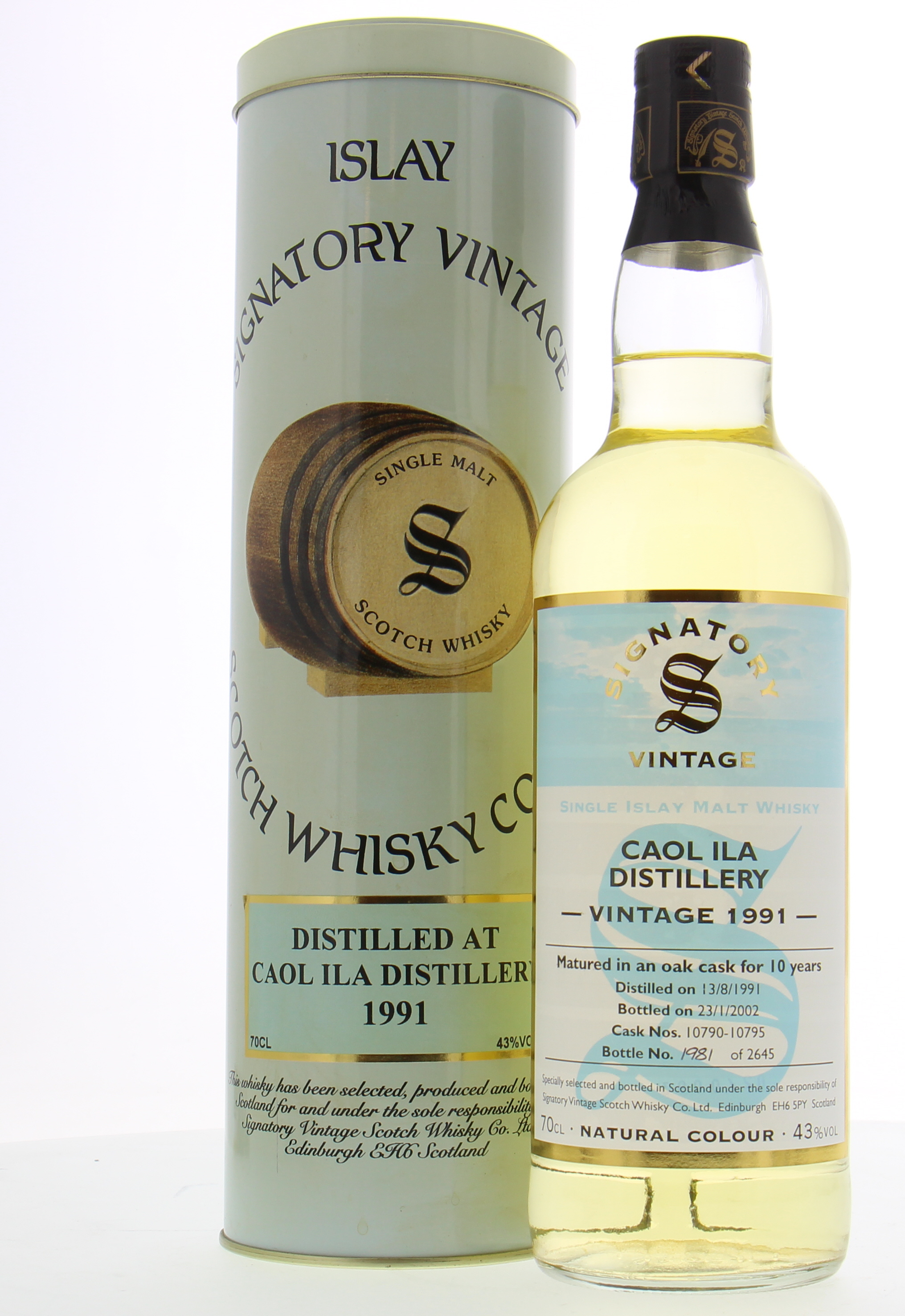 Caol Ila - 10 Years Old Signatory Vintage Cask 10790-95 43% 1991 In Original Container 10023