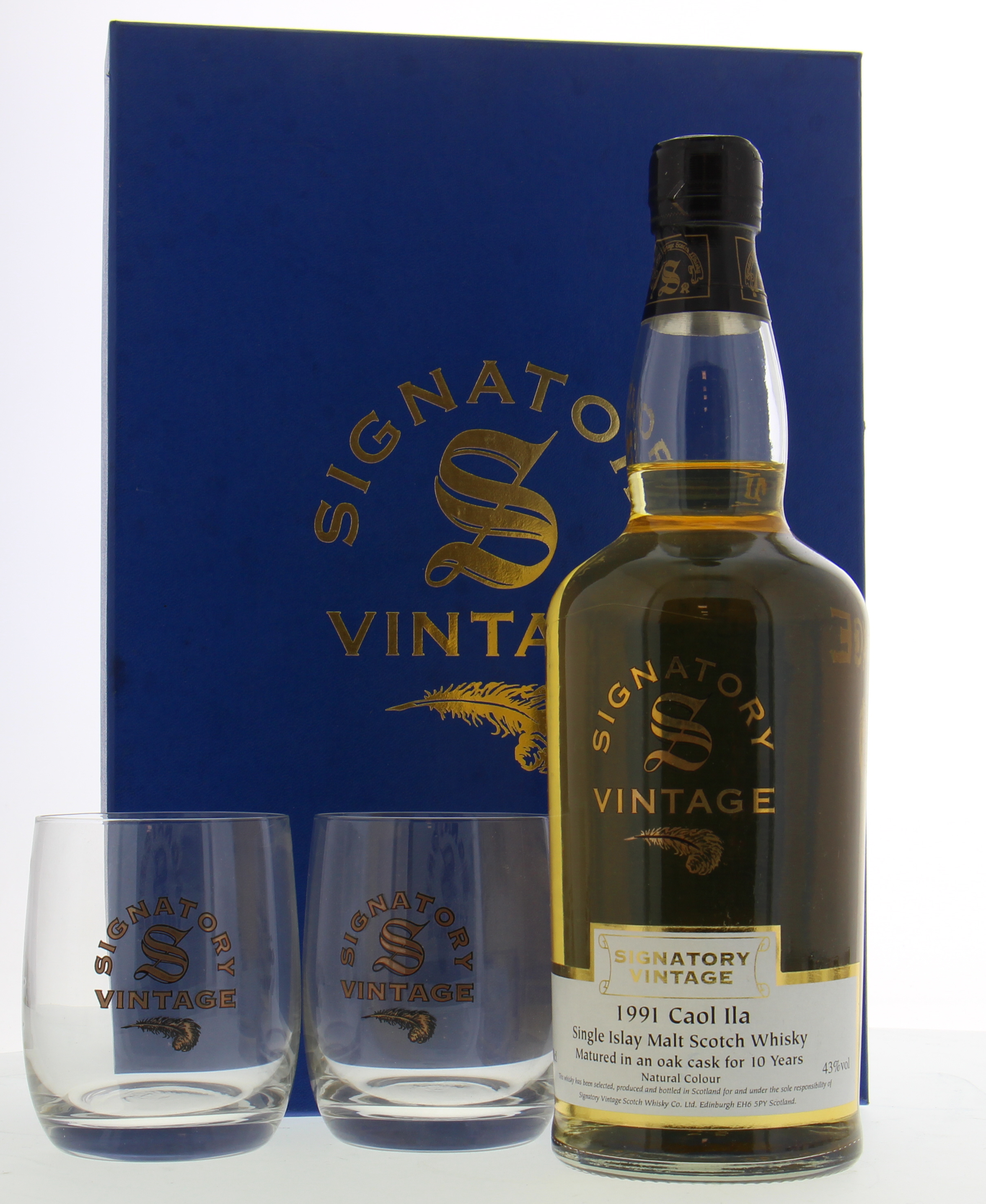 Caol Ila - 10 Years Old Signatory Vintage Gift Pack 43% 1991 In Original Gift Box 10023