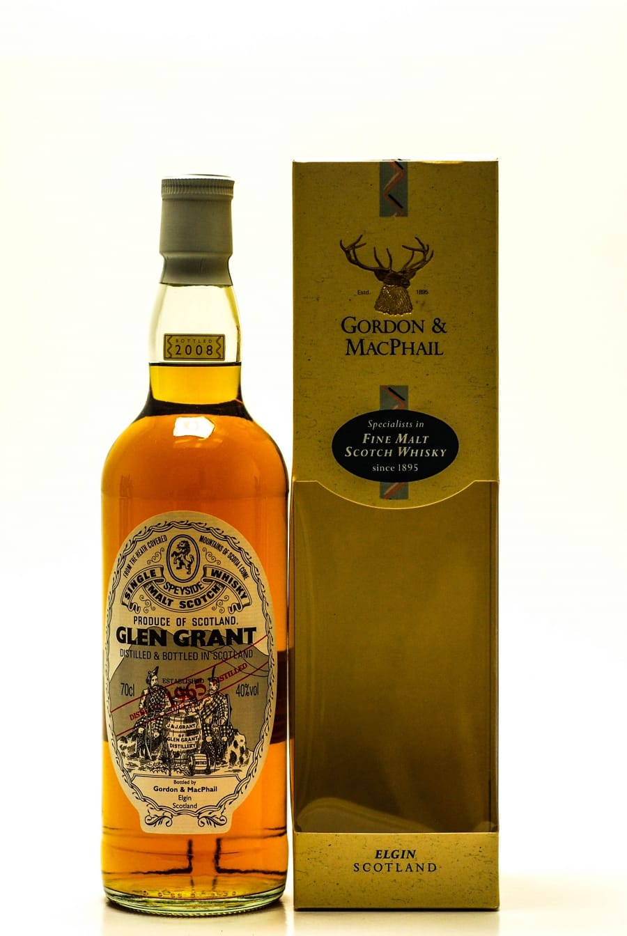 Glen Grant - Glen Grant Gordon & MacPhail Licenced Botteling Distilled: 1965 Botteld 2008 40% 1965 In Original Wooden Case