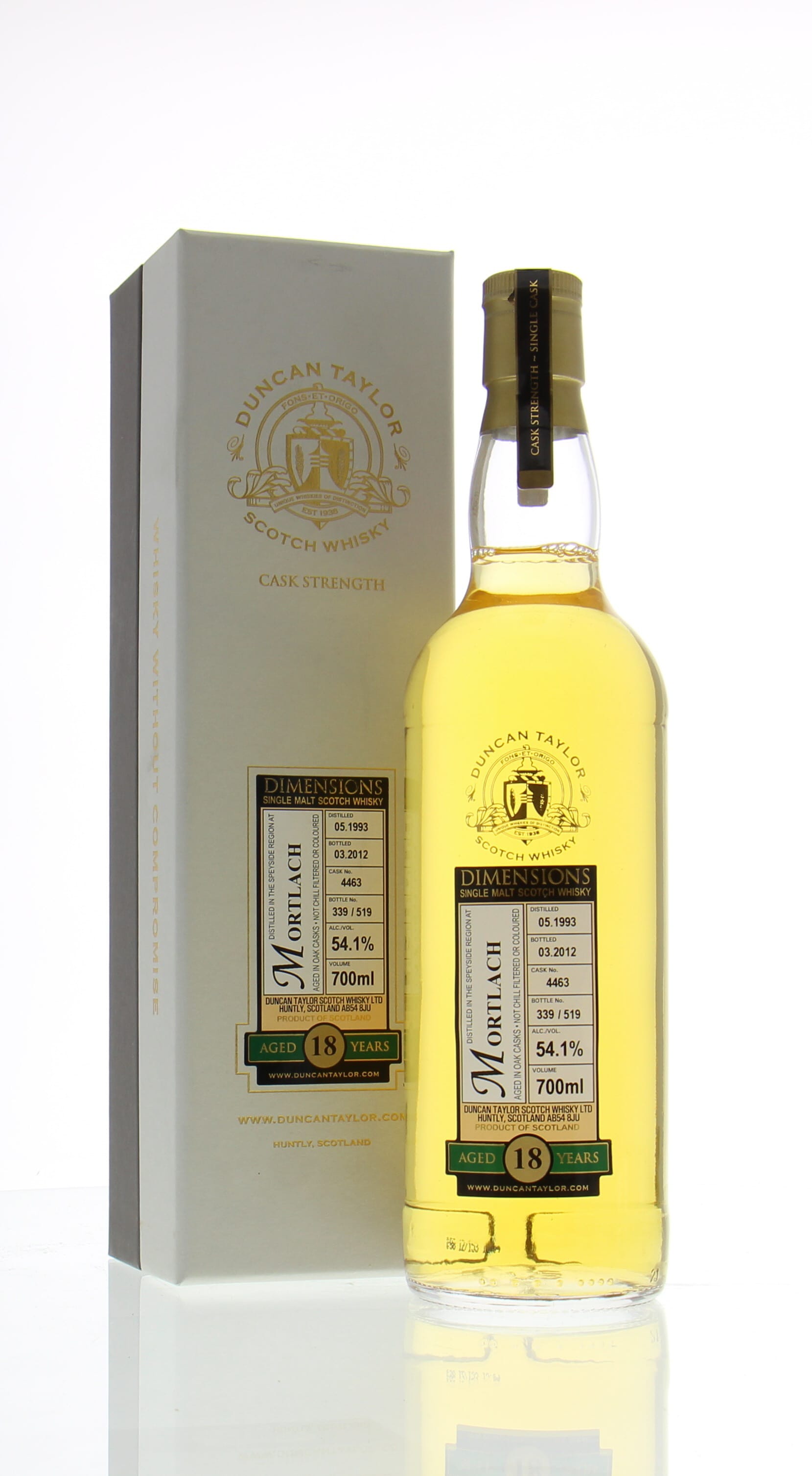 Mortlach - 18 Years Old Duncan Taylor Dimensions Cask:4463 54.1% 1993 In Original Container