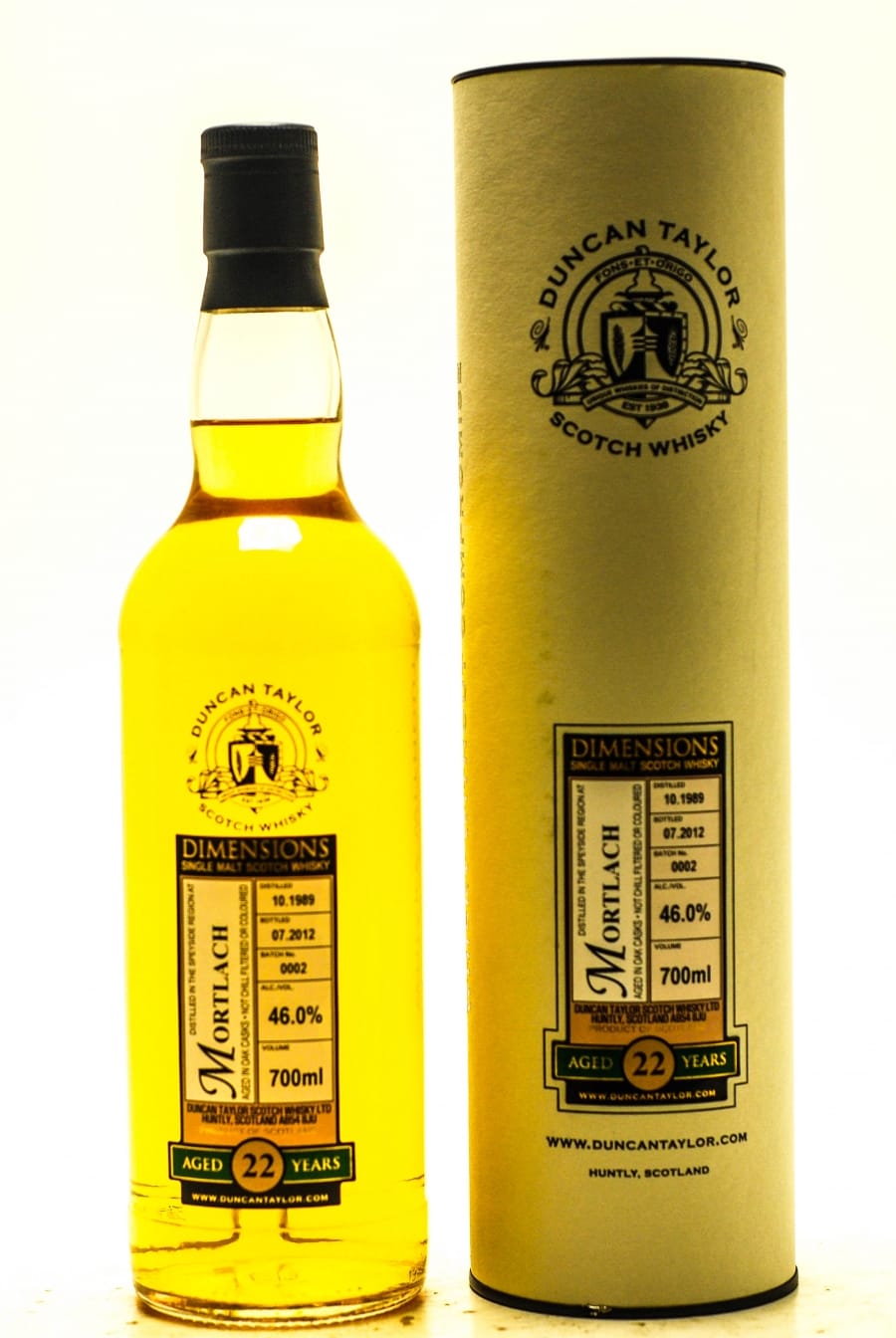 Mortlach - 22 Years Old Dimensions Duncan Taylor Batch 2 46% 1989 In Original Wooden Case