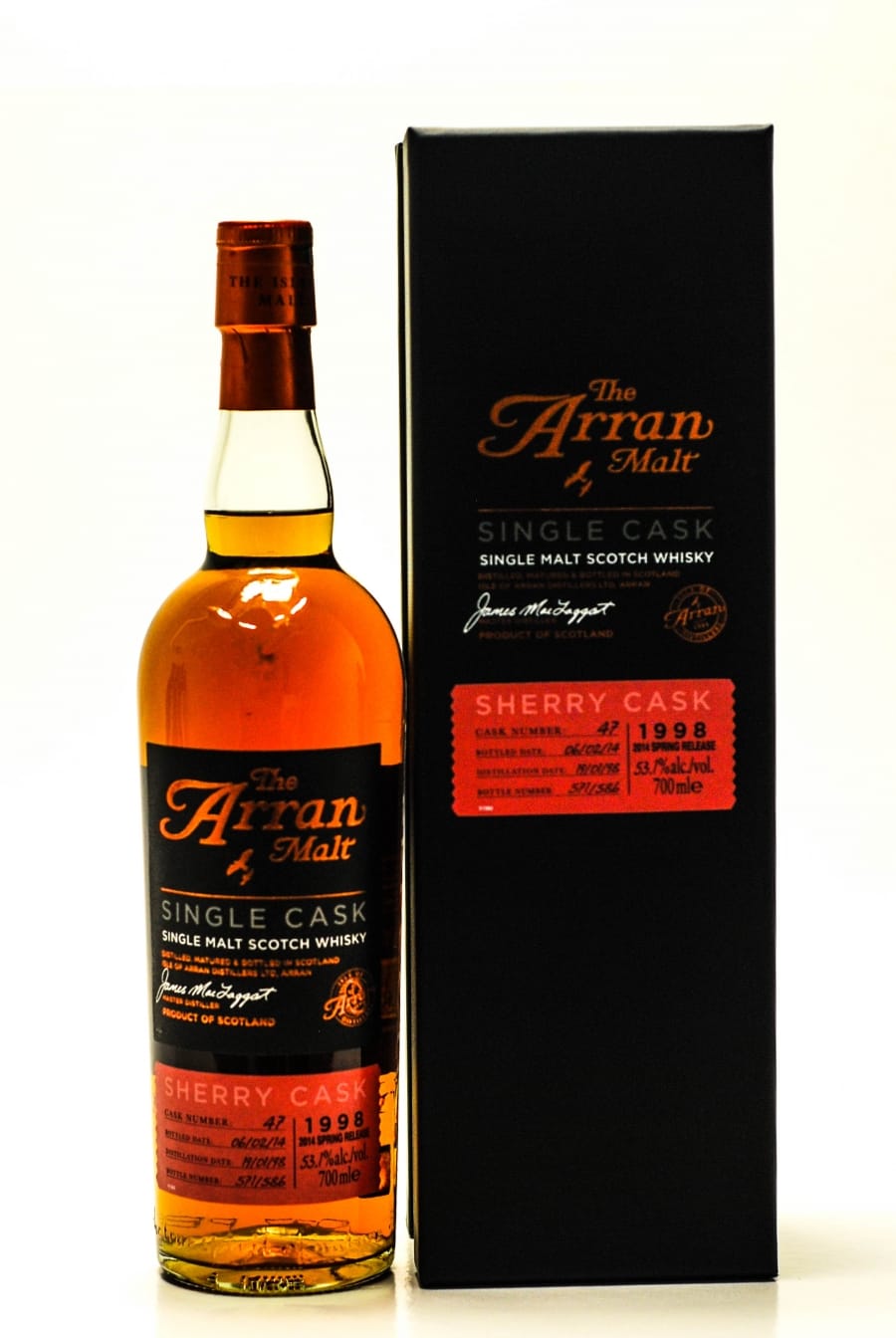 Arran - Arran Premium Sherry Cask: 47  Distilled: 19.01.1998 Bottled: 06.02.2014 1 Of 586 Bottles 53.1% 1998