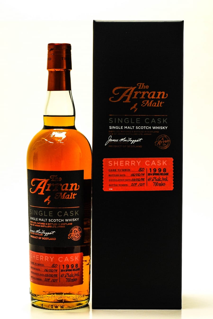 Arran - Arran Premium Sherry Cask 080  Distilled: 03.02.1998 Bottled: 06.02.2014 1 Of 271 Bottles 47.6% 1998