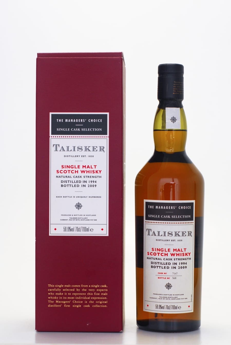 Talisker - Managers Choice Cask: #7147 1 Of 582 bottles 58.6% 1994 Perfect