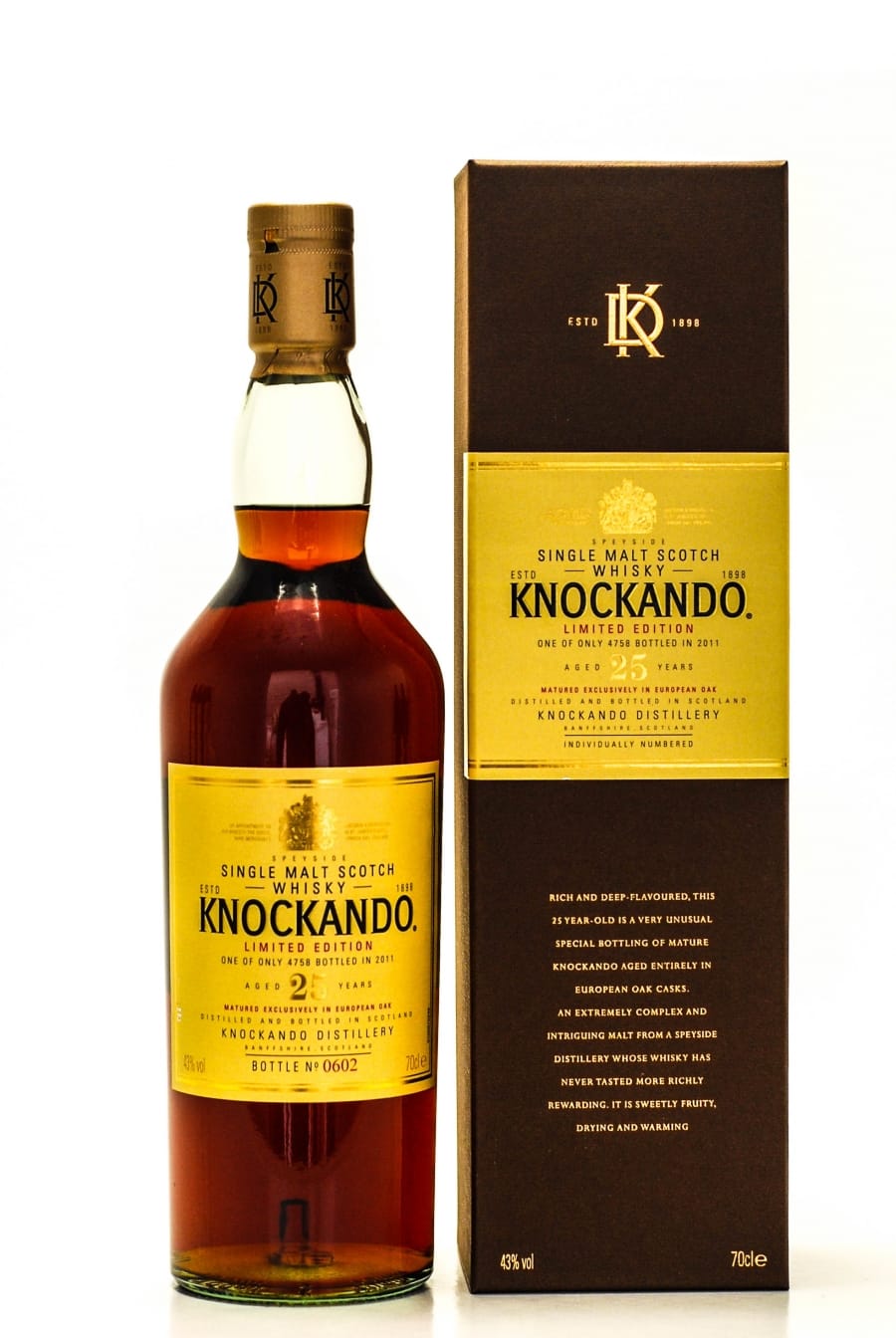 Knockando - Knockando 25 Years Old Distilled: 1985 Bottled: 2011 Special Release, 4758 bottles 43% 1986 Perfect