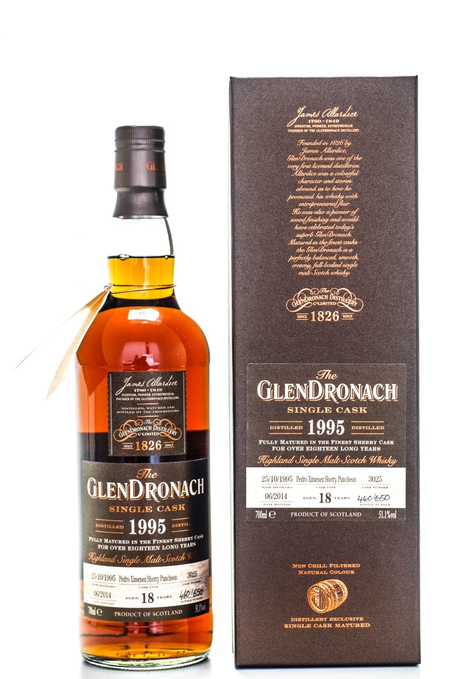 Glendronach - GlenDronach 1995 Single cask 18 Years Old  Pedro Ximénez Sherry Puncheon Batch 10 Cask 3025 Distilled: 25.10.1995 Bottled 06.2014 51.1% 1995