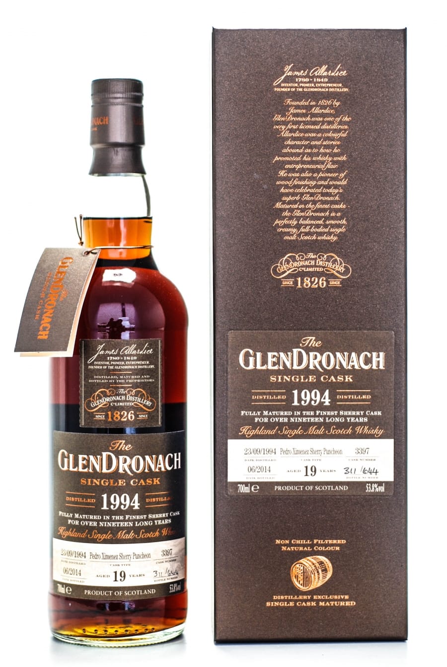 Glendronach - GlenDronach Pedro Ximénez Sherry Puncheon 19 Years Old Batch 10 cask 3397 Distilled: 23.09.1994 Bottled: 06.2014 53.8% 1994