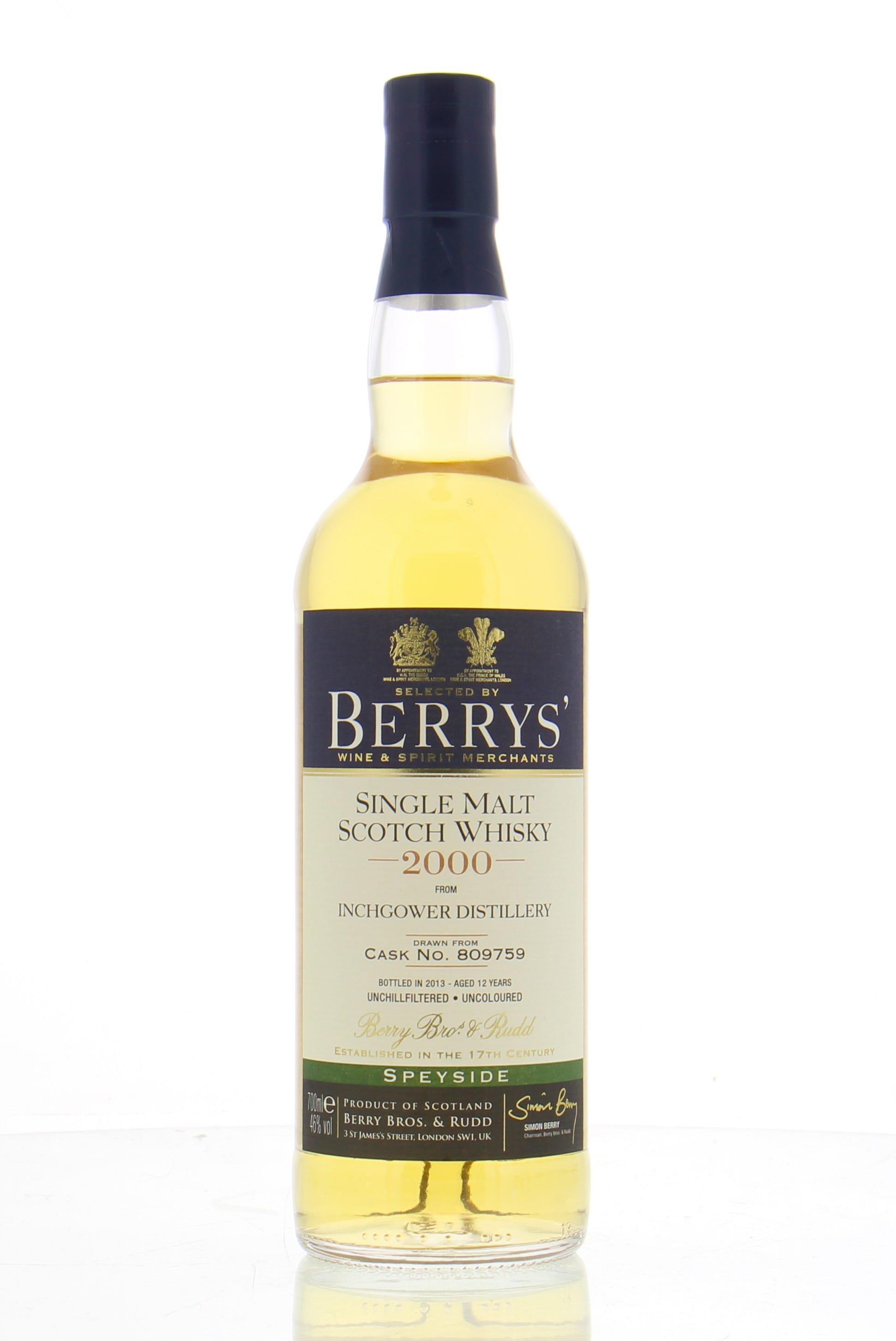 Inchgower - 12 Years Old Berry Bros & Rudd Cask:809759 46% 2000 Perfect