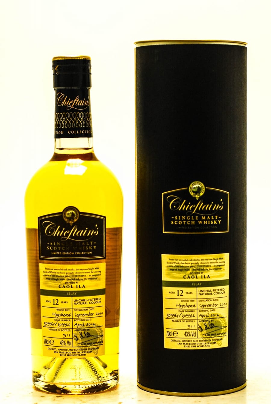 Caol Ila - Caol Ila 12 YO Chieftains Distilled: 09.2001 Bottled: 04.2014 Cask: 309965/309966 1 Of 911 Bottles 43% 2001 Perfect