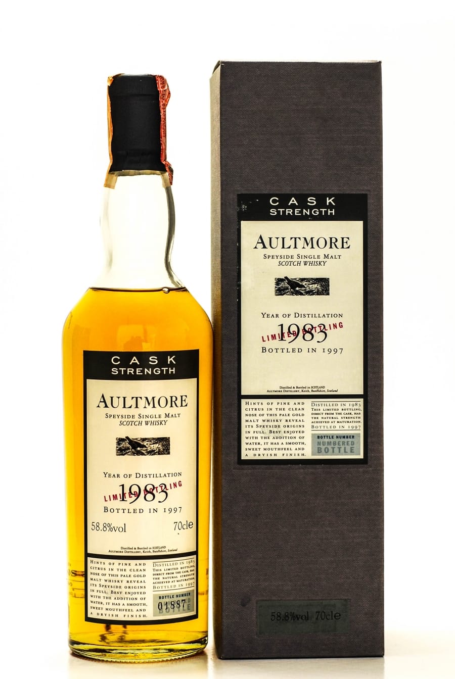 Aultmore - Aultmore14 Years Old  Flora & Fauna  Cask Strength edition Distilled: 1983 Bottled 1997  Bottle Nr: 1887 58.8 % Vol. 1983 In Original Container