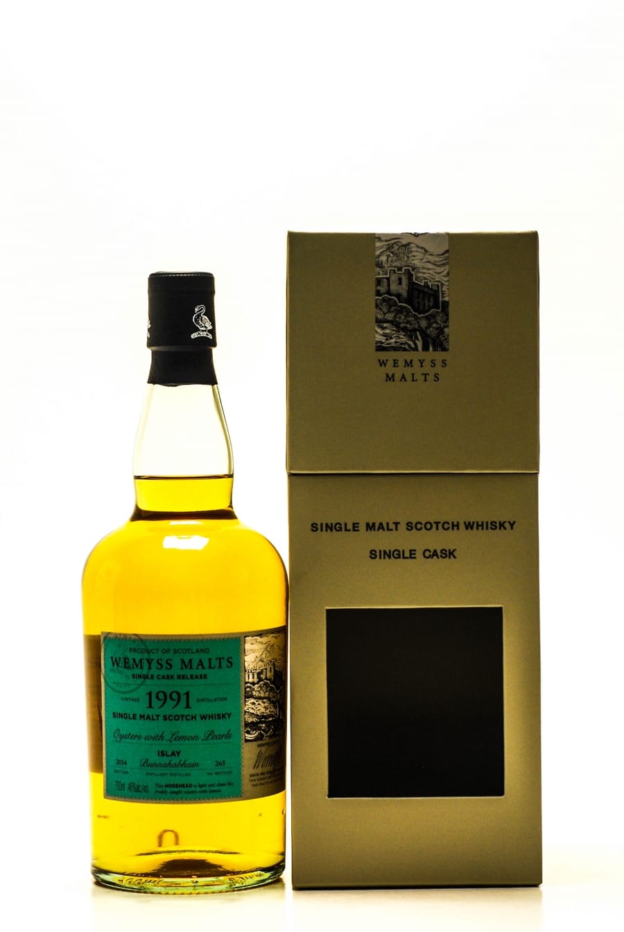 Bunnahabhain - 23 Years Old Oysters with Lemon Pearls Wemyss Malts 46% 1991 In Original Container