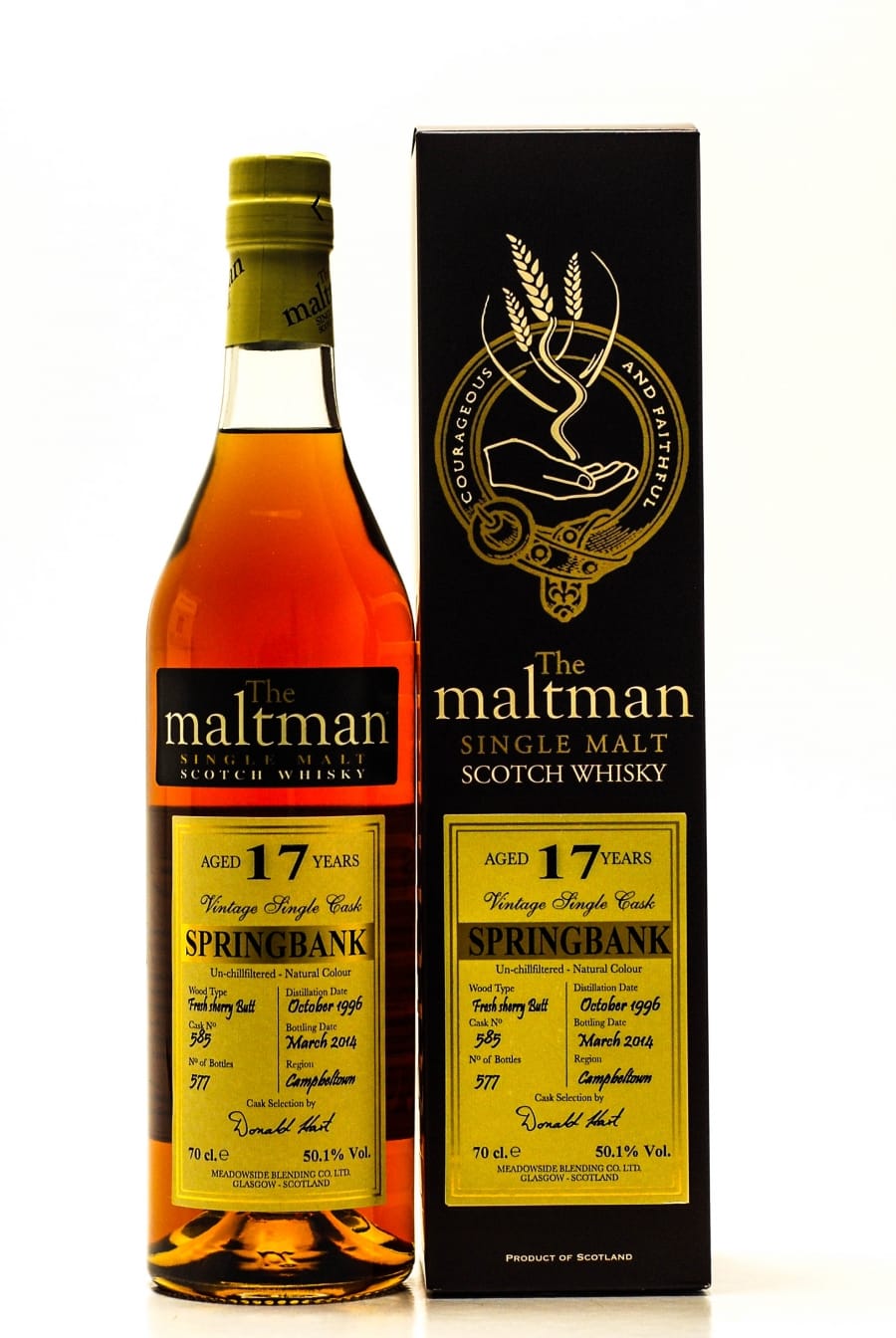 Springbank - Springbank 17 years Old The Maltman Cask: 585 Distilled: 10.1996 Bottled: 03.2014 1 Of 577 Bottles 50.1% 1996 In Original Container