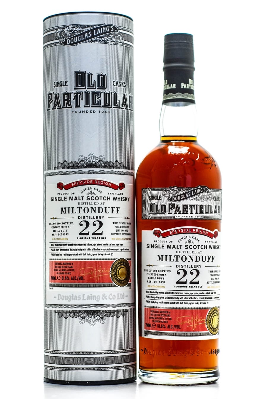 Miltonduff - Miltonduff 22 Years Old Douglas Laing's Old Particular Cask: DL10592 1 Of 440 Bottles 51.5% 1992 In Original Container