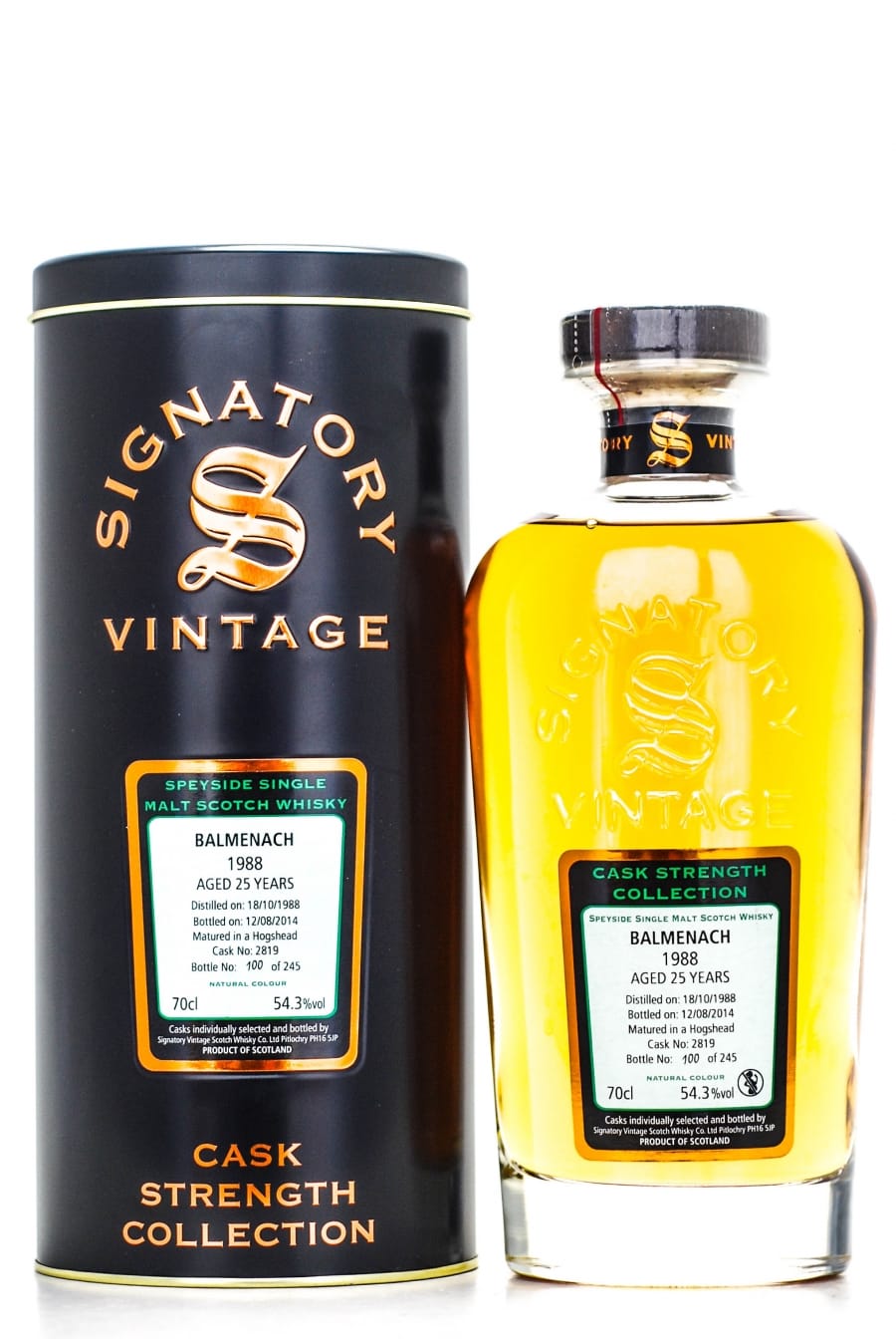 Balmenach - Balmenach 25 Years Old Signatory Vintage Cask Strength Collection Cask: 2819 1 Of 245 Bottles 54.3% 1988 In Original Container