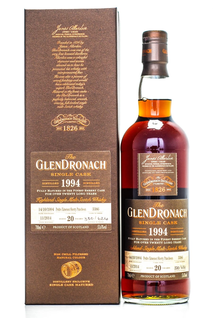 Glendronach - GlenDronach 20 Years Old 1994 Batch 11 Pedro Ximénez Sherry Puncheon Single Cask: 3386 1 Of 624 Bottles 53.6% 1994 In Original Container