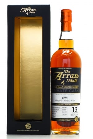Arran - 13 Years Old Private Cask Bottled For gWc Glasgow's Whisky Club Cask 2001/098 54.7% 2001